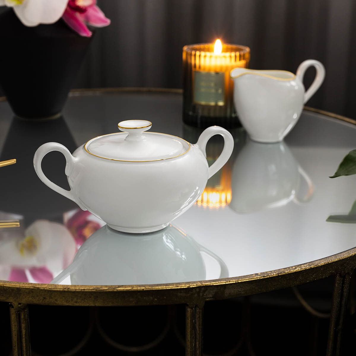 Villeroy & Boch Anmut Gold sockerskål 35 cl vit/guld