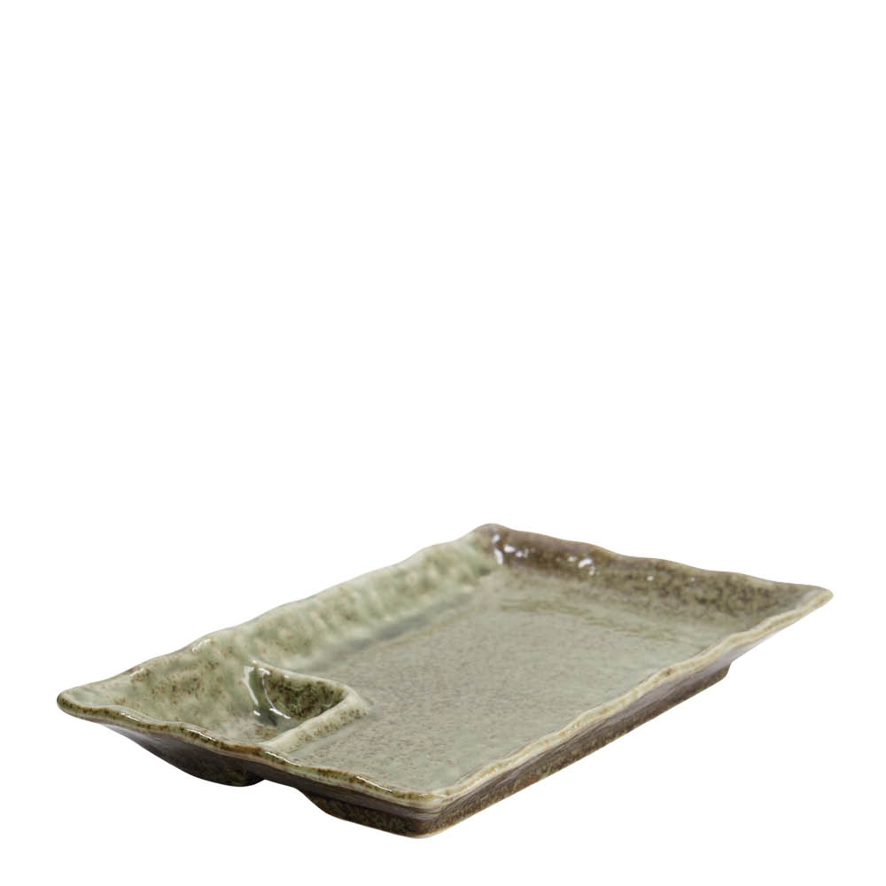 Tokyo Design Studio Mino Craft rektangulär delad tallrik 21,2 cm yamasan grön