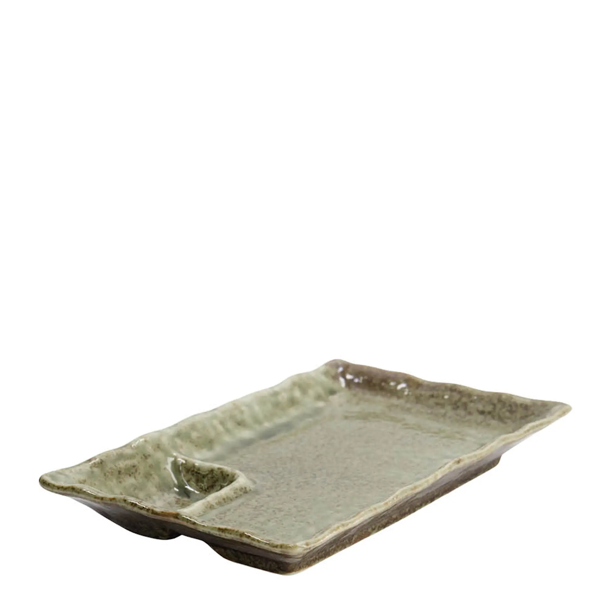 Tokyo Design Studio Mino Craft rektangulär delad tallrik 21,2 cm yamasan grön