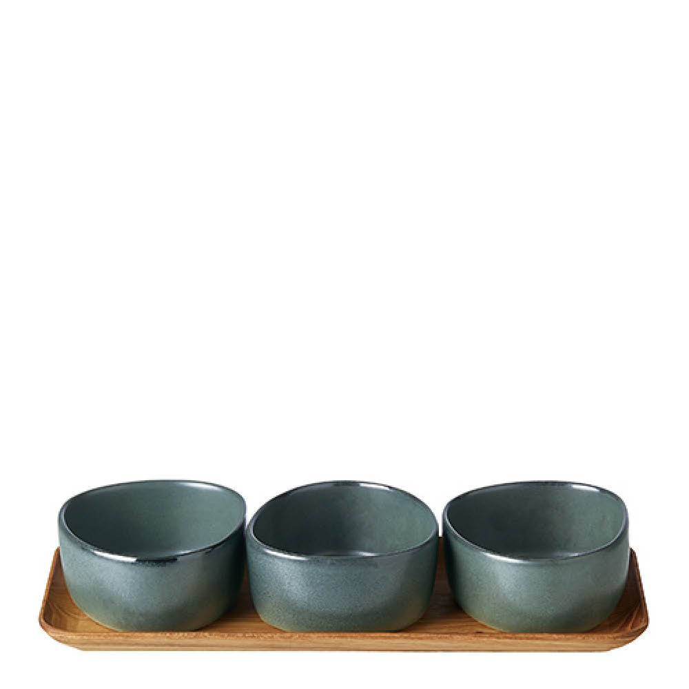 Aida - RAW Organic 3 kulhoa ja tarjotin Northern Green