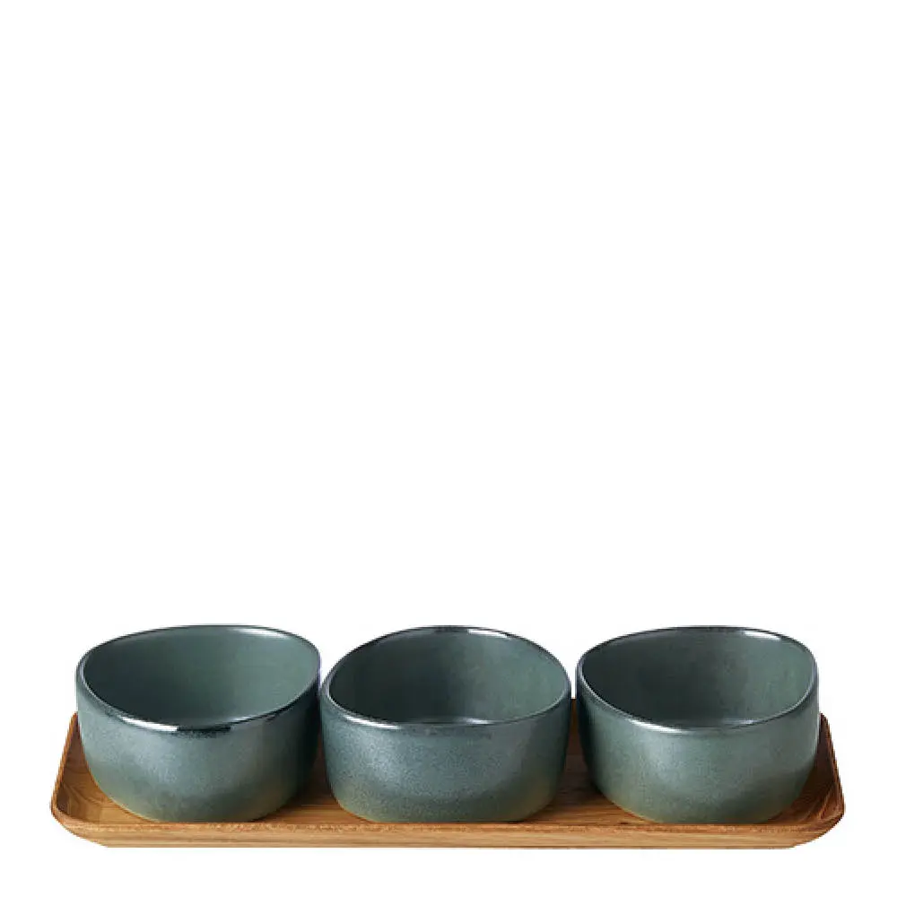 RAW Organic 3 kulhoa ja tarjotin Northern Green