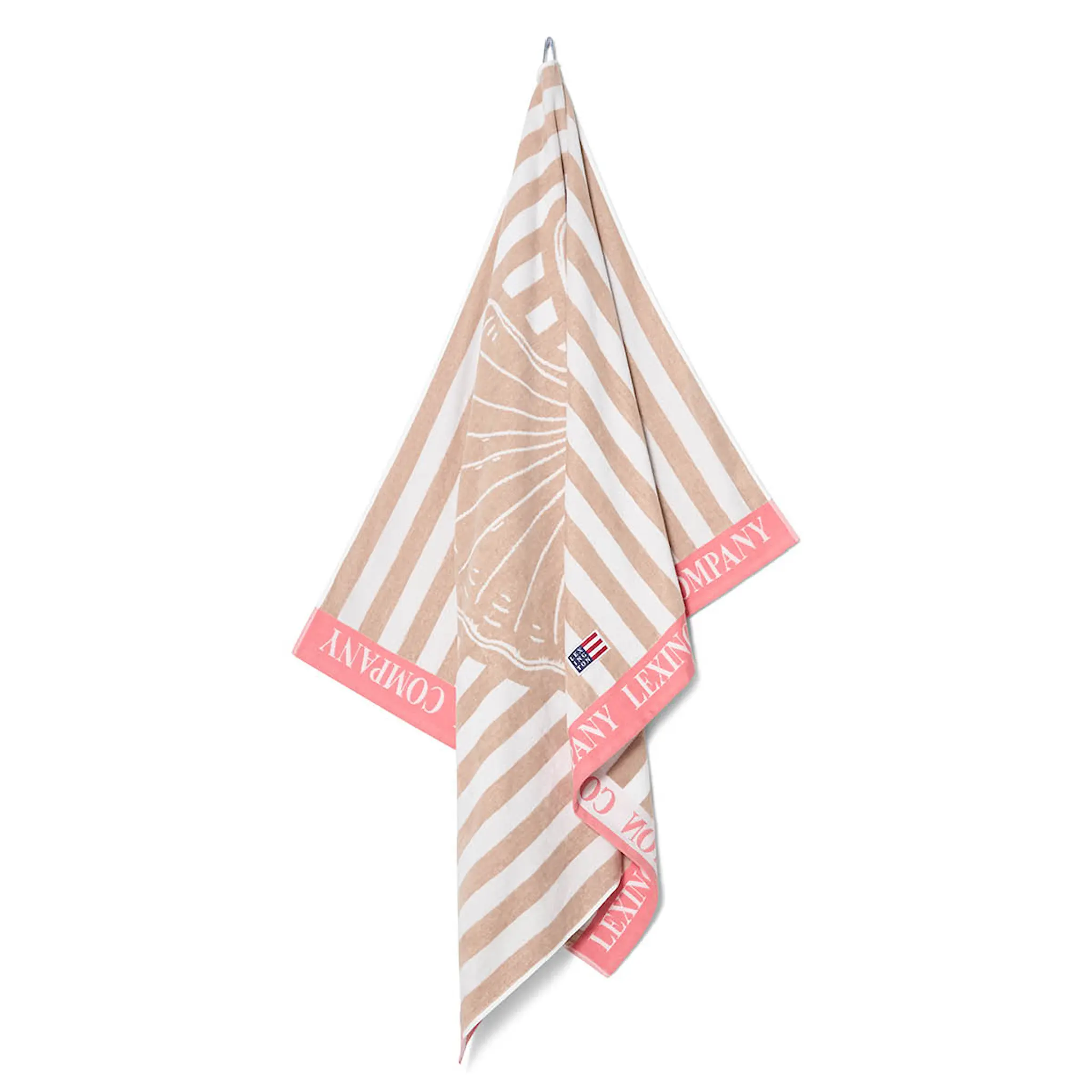 Lexington Strandhåndkle 180x100 cm velur/frotté beige/hvit/rosa