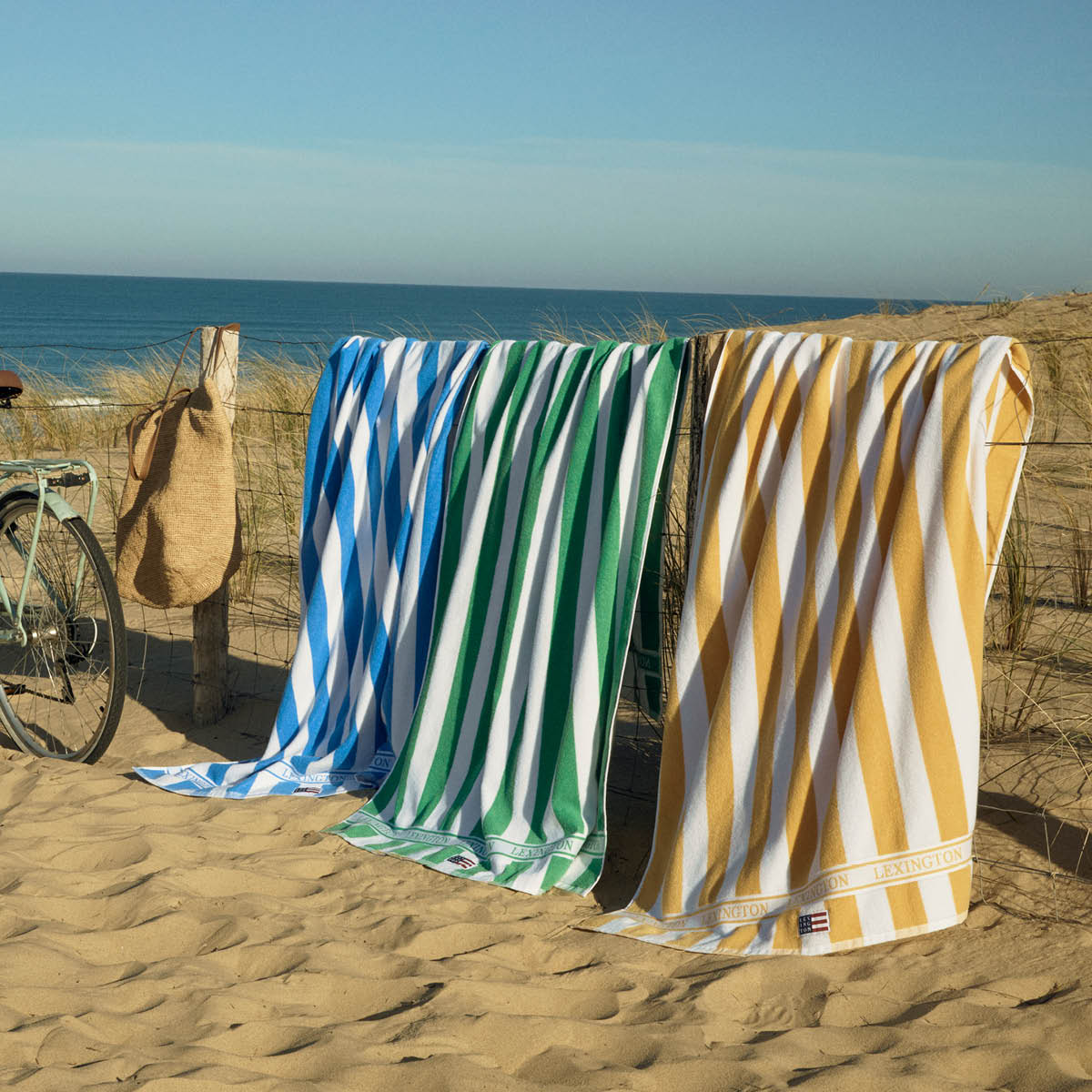 Lexington Rantapyyhe 180x100 cm Keltainen/Valkoinen