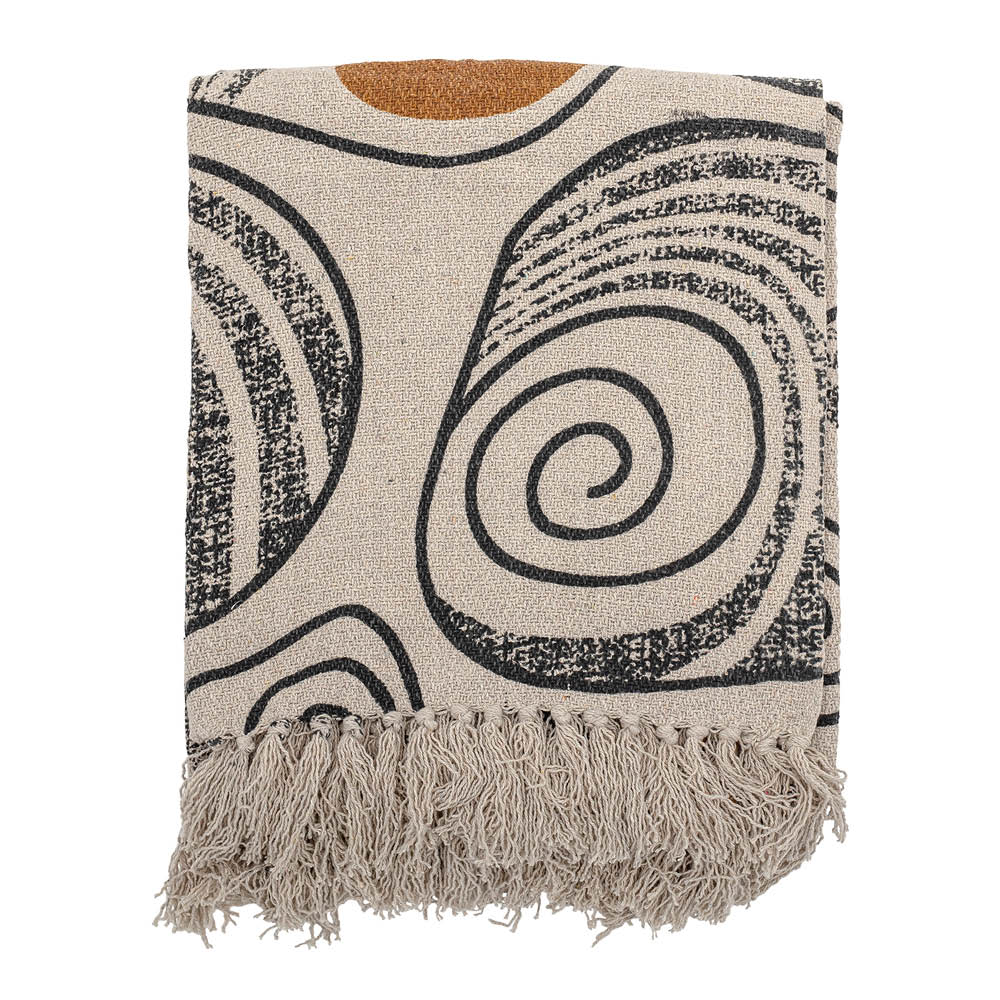 Bloomingville Giano pläd 160x130 cm natur/svart/brun