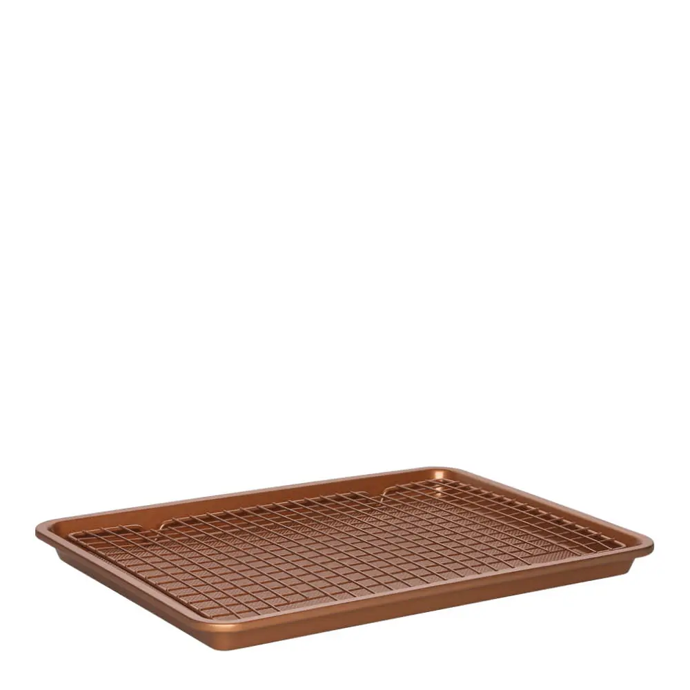 Stekebrett med rist 39x28 cm bronse