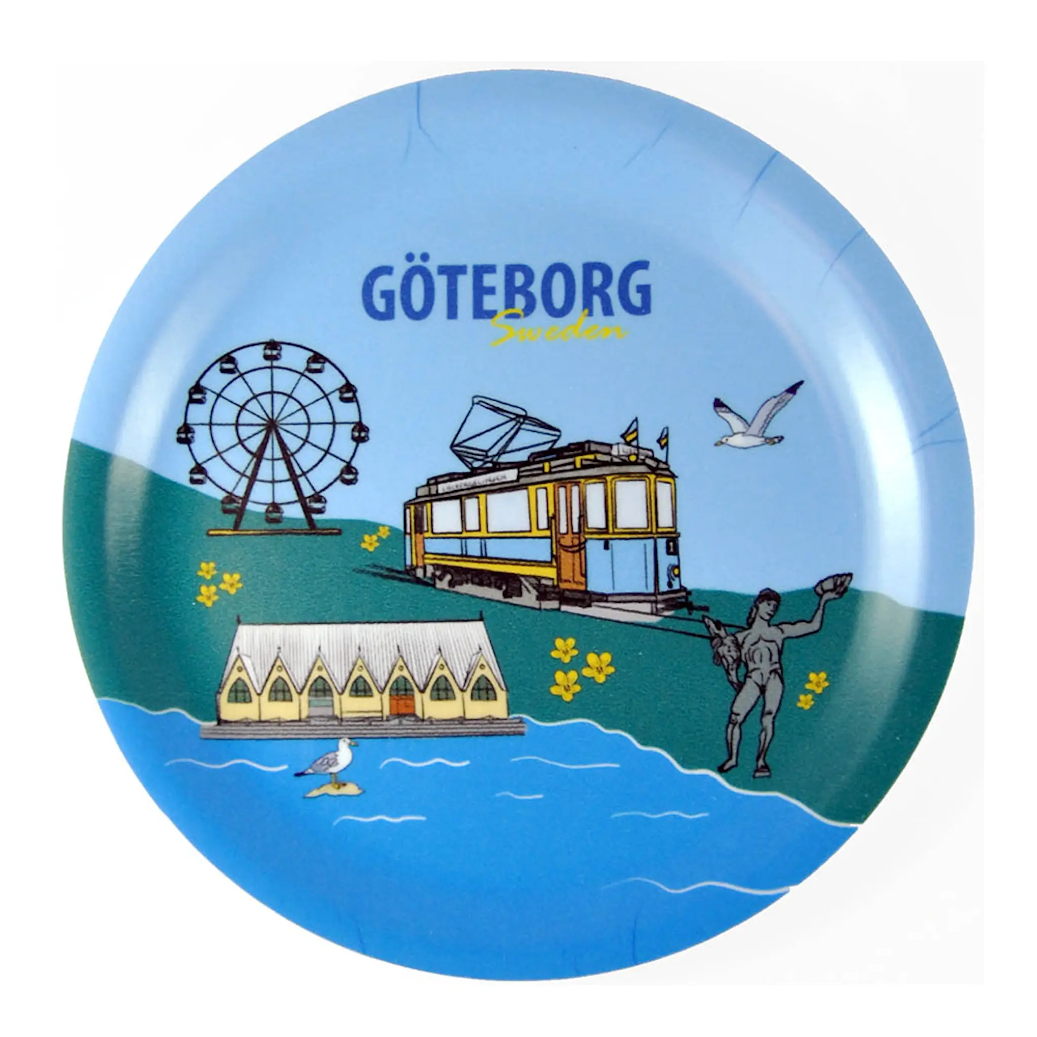 Mellow Design Glasunderlägg med kant 10 cm Göteborgsmotiv