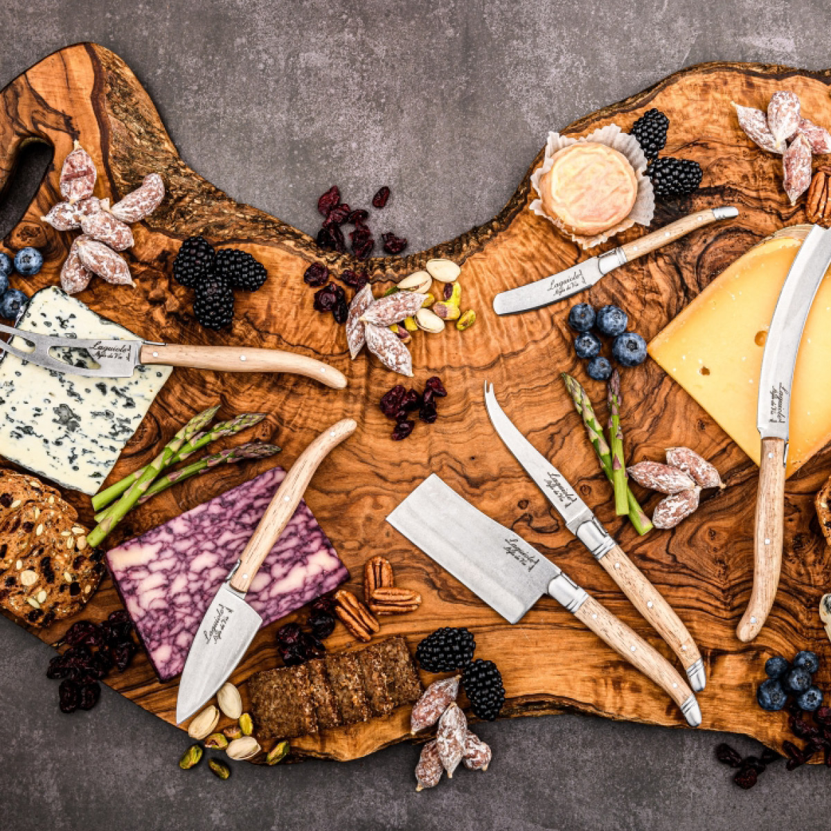 Laguiole Style de Vie Ostknivar 3 delar Oak stonewash