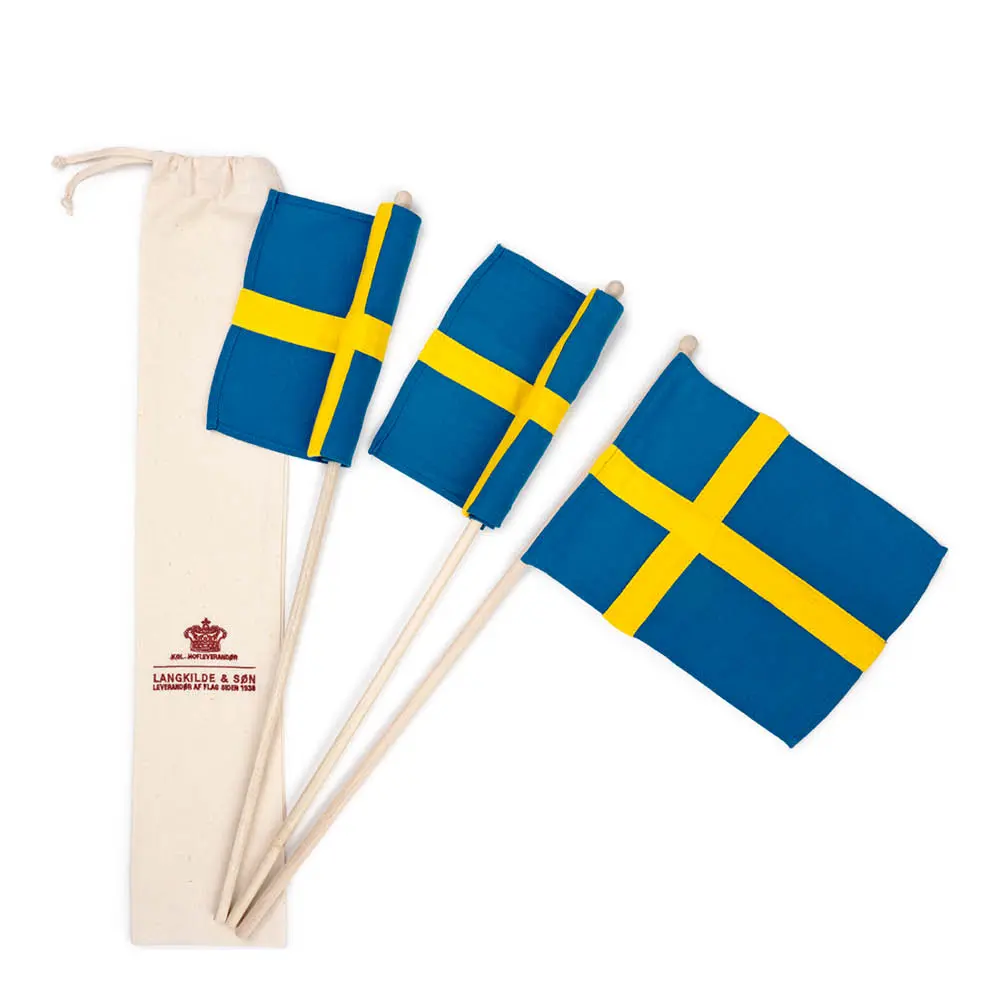 Käsilippu ruotsalainen 60 cm 3 kpl