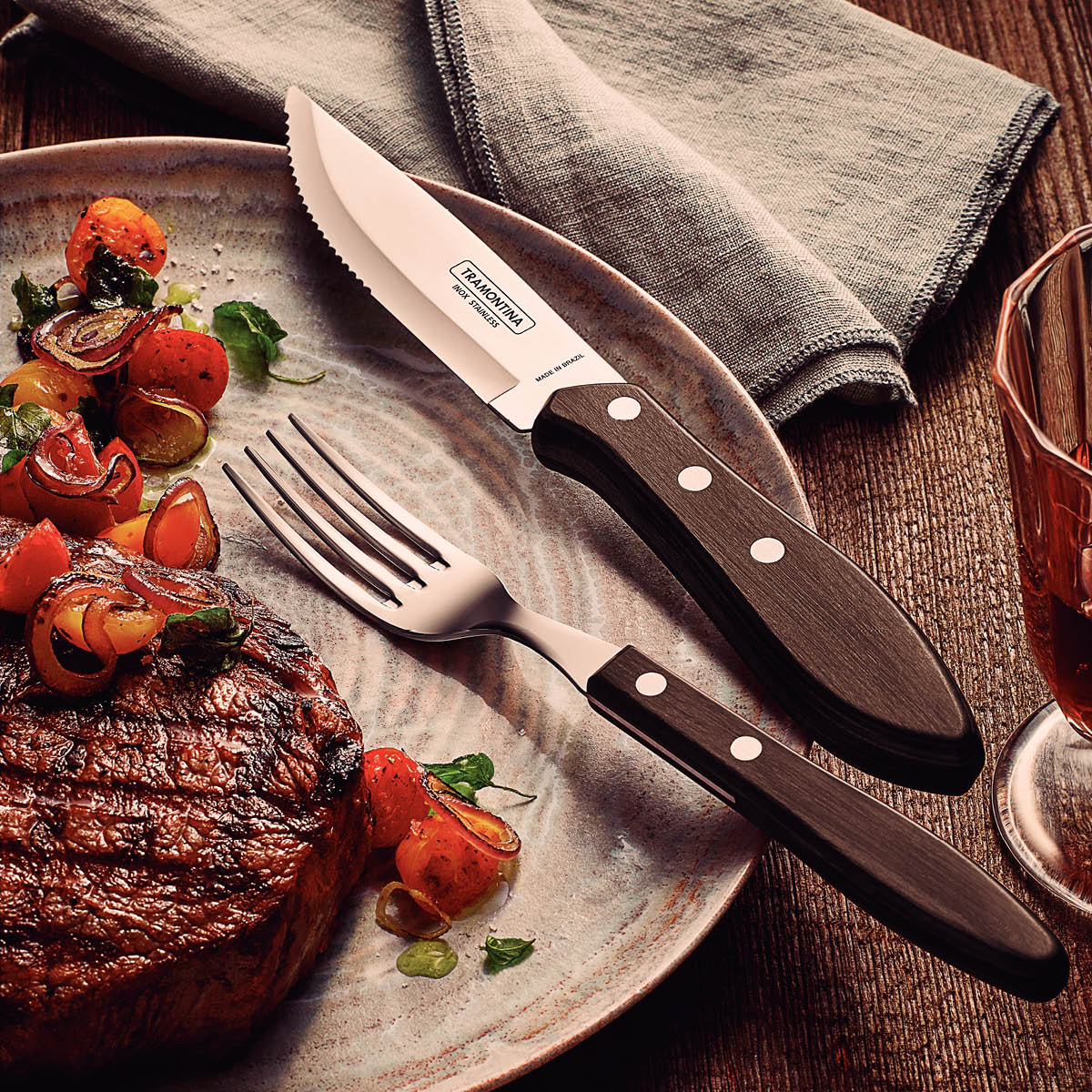 Tramontina BBQ by Hellstrøm biffbestick 8 delar mörkbrunt