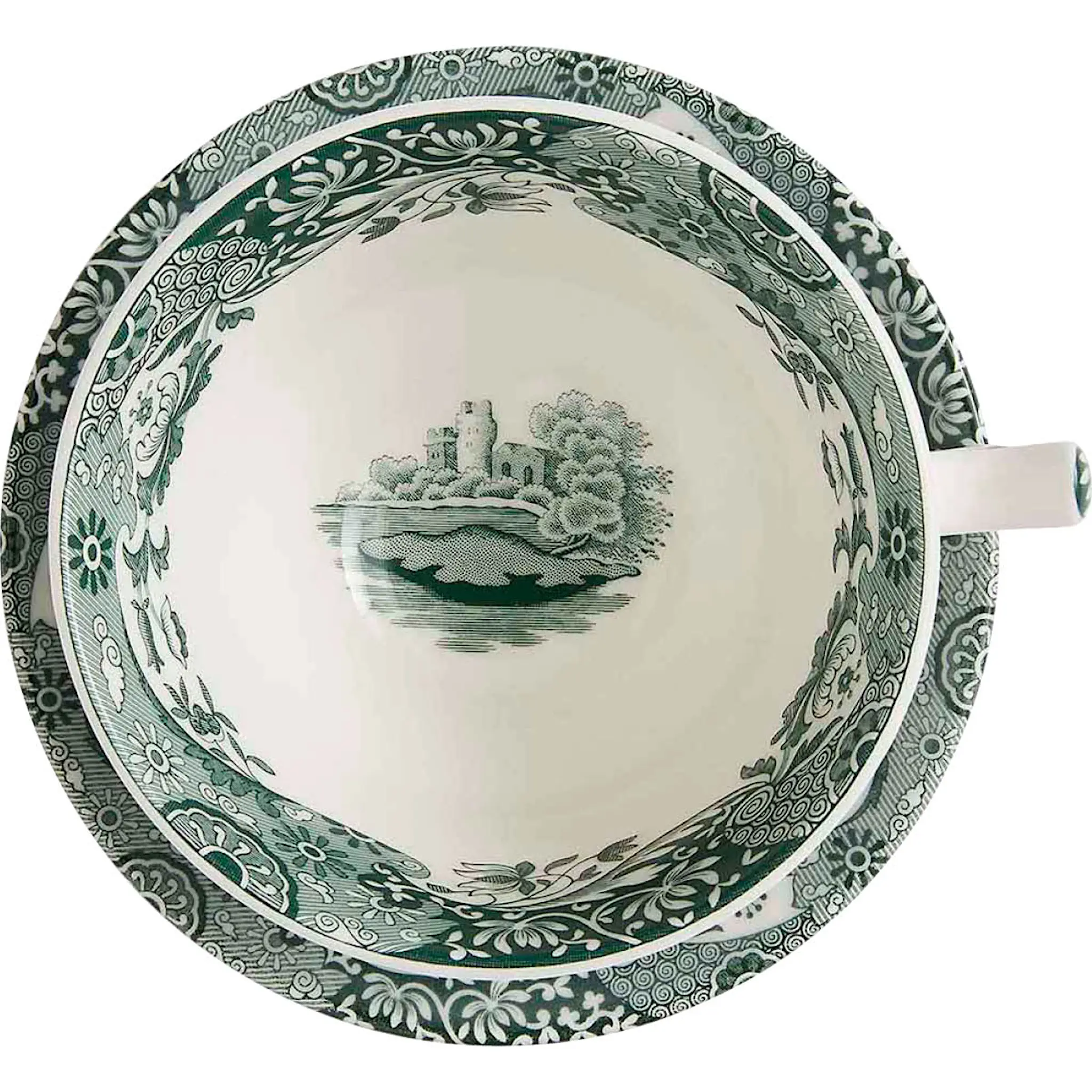 Spode Heritage Green Italian kopp med fat 28 cl grön/vit