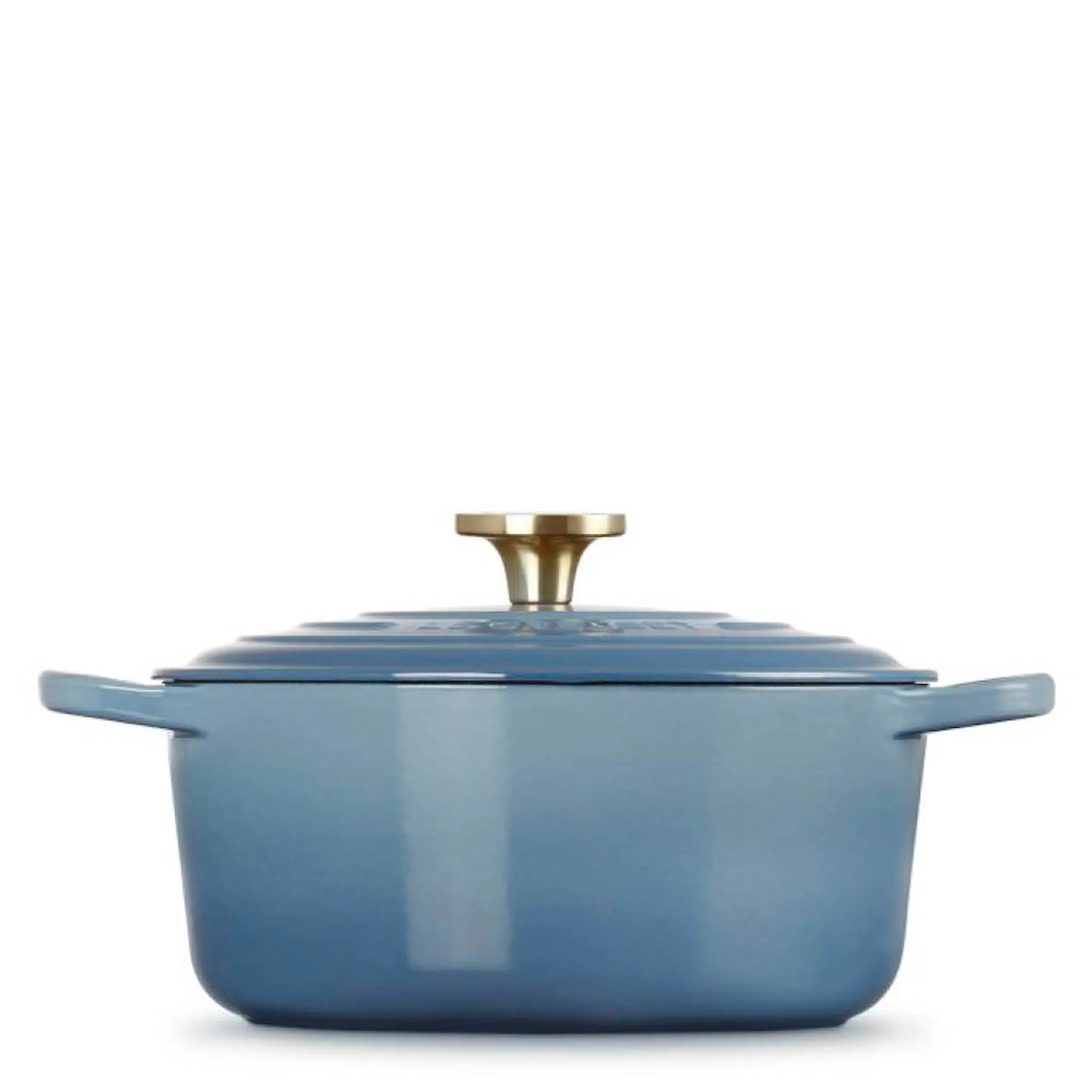 Le Creuset Signature gjutjärnsgryta rund 4,2L 24 cm chambray/guld/crucible knob