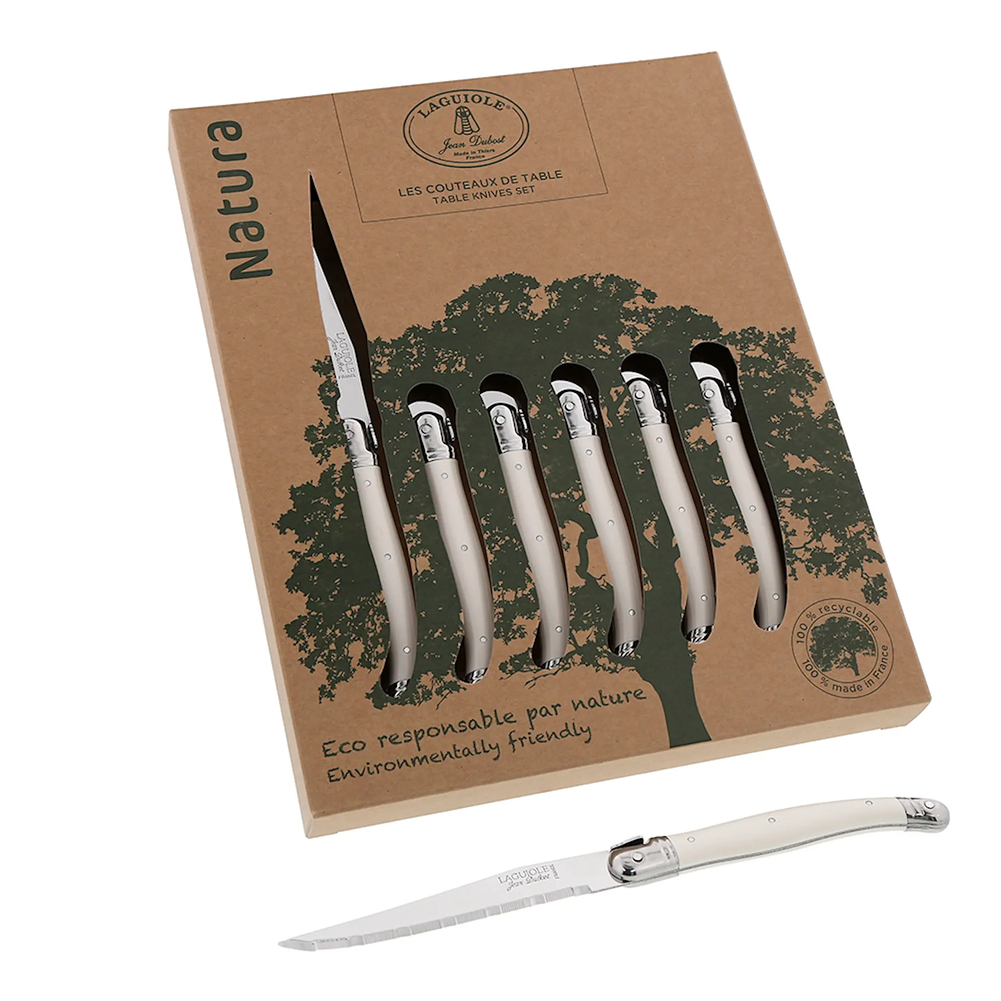 Laguiole en Aubrac Grillkniv 6-pack Biodegradable Vit