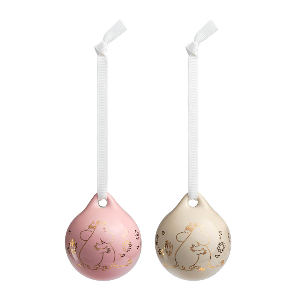 Moomin Arabia Mummi julekule 5 cm 2 stk Kjærlighetsgave gull