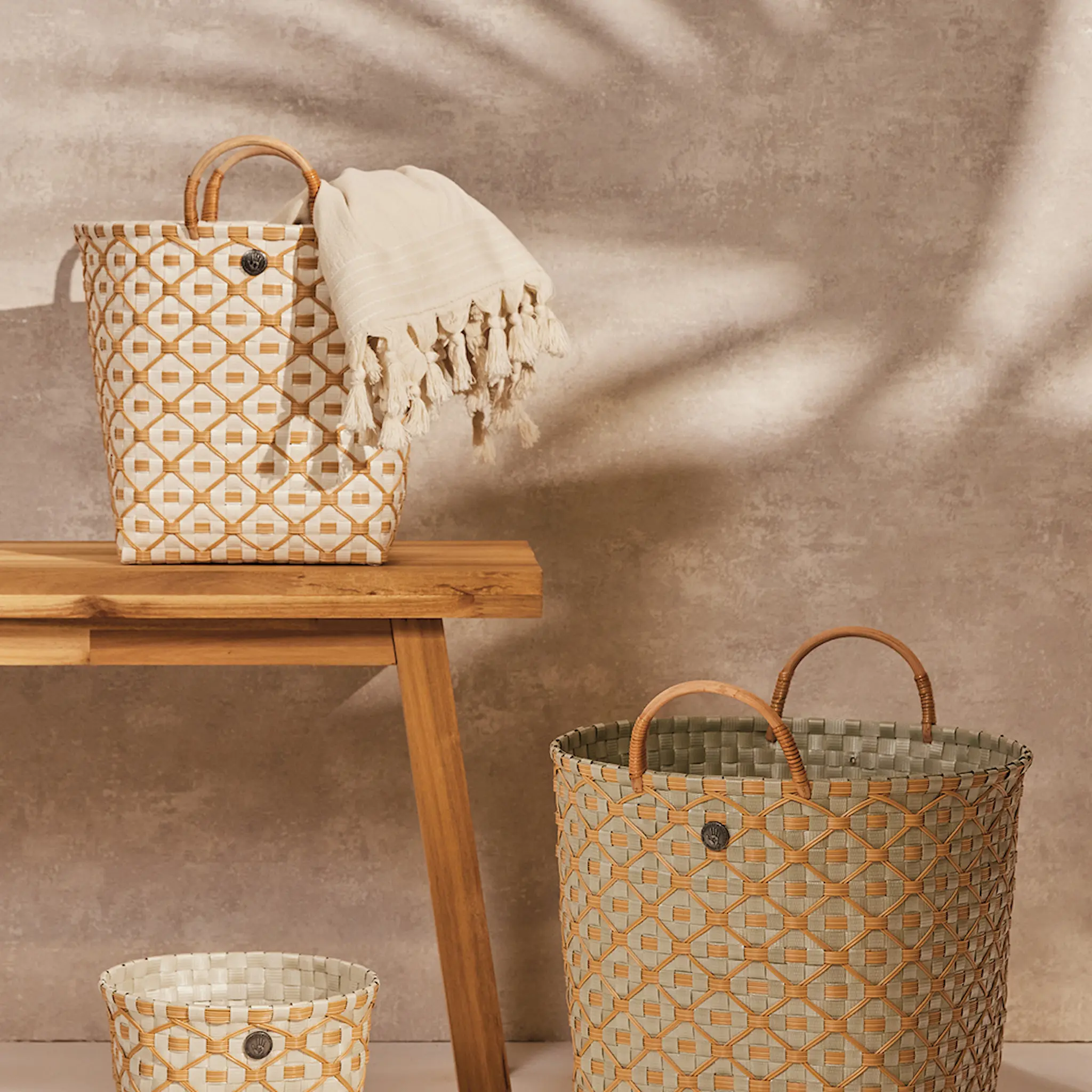 Handed By Ivy & Rose medium kurv m/håndtak 30x27 cm champagne