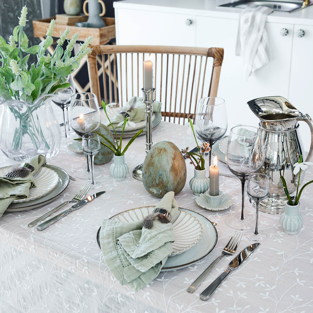 Lene Bjerre Angela tygservett 45x45 cm dämpad grön