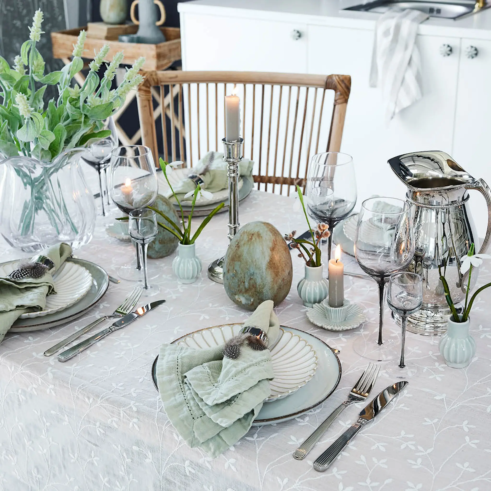 Lene Bjerre Angela tygservett 45x45 cm dämpad grön