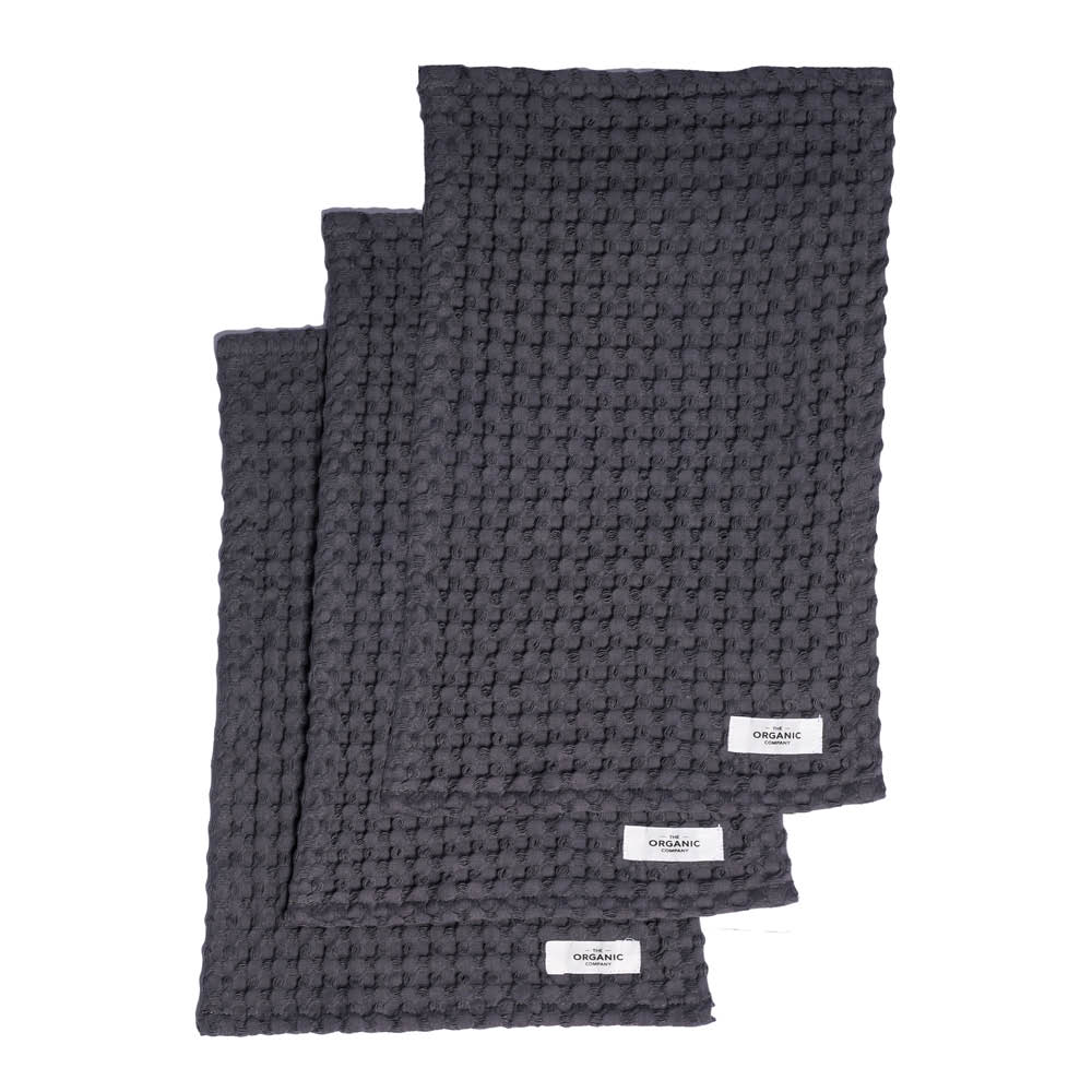 The Organic Company - Big Waffle Pesulappu 25x40 cm 3 kpl Dark grey
