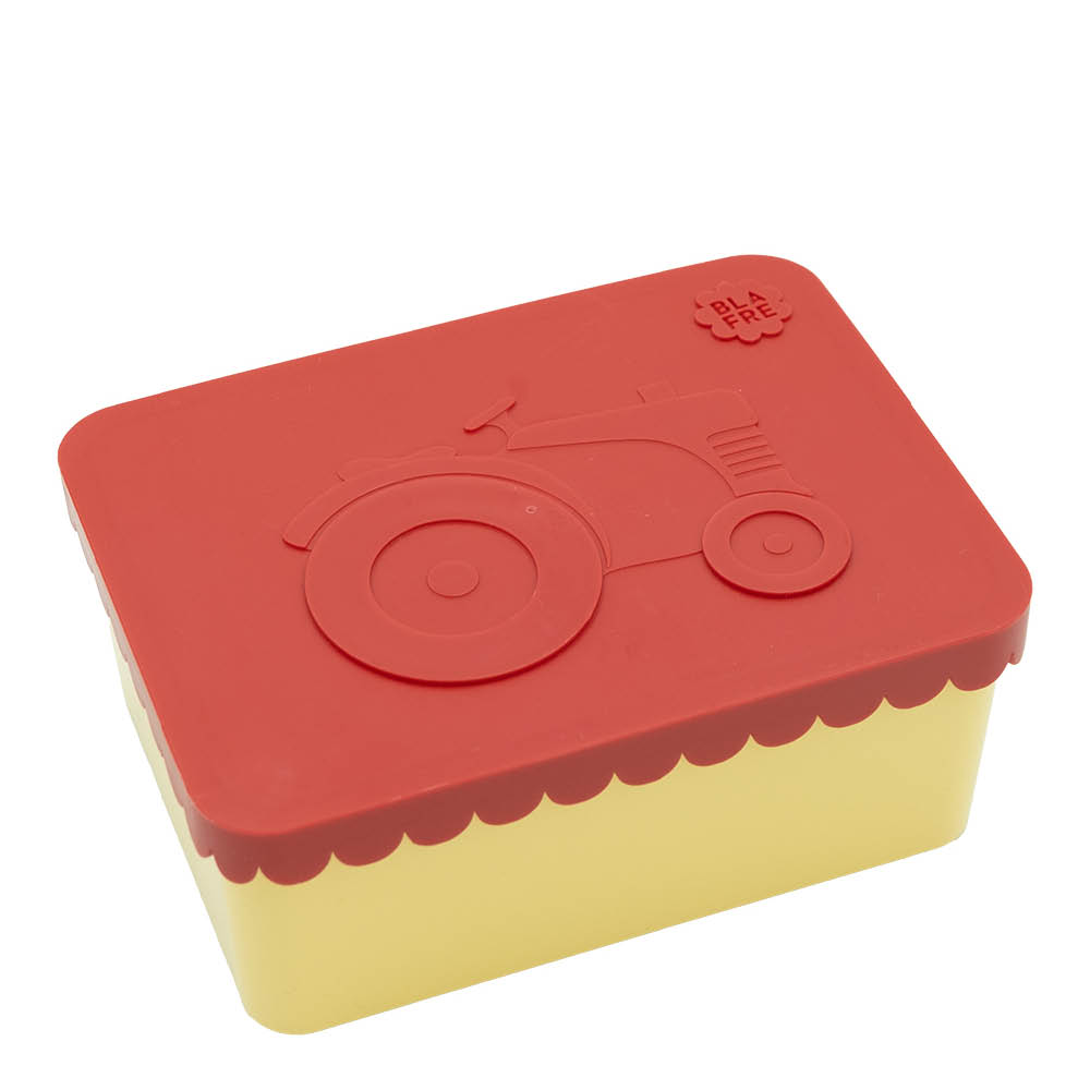 Blafre Matlåda i plast ett fack 11x14 cm Traktor röd/ljusgul