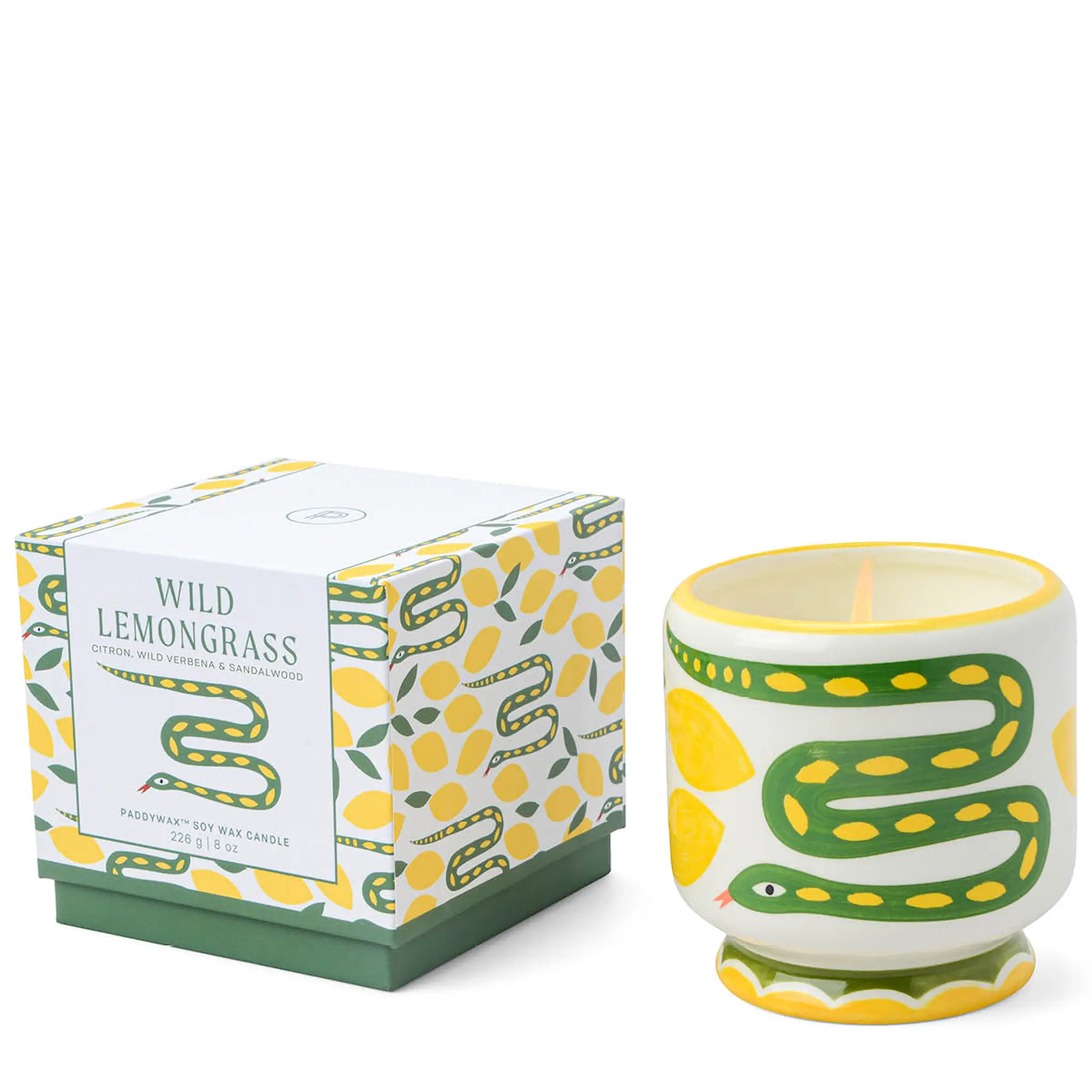 Paddywax Adopo doftljus wild lemongrass 8,8 cm Snake gul