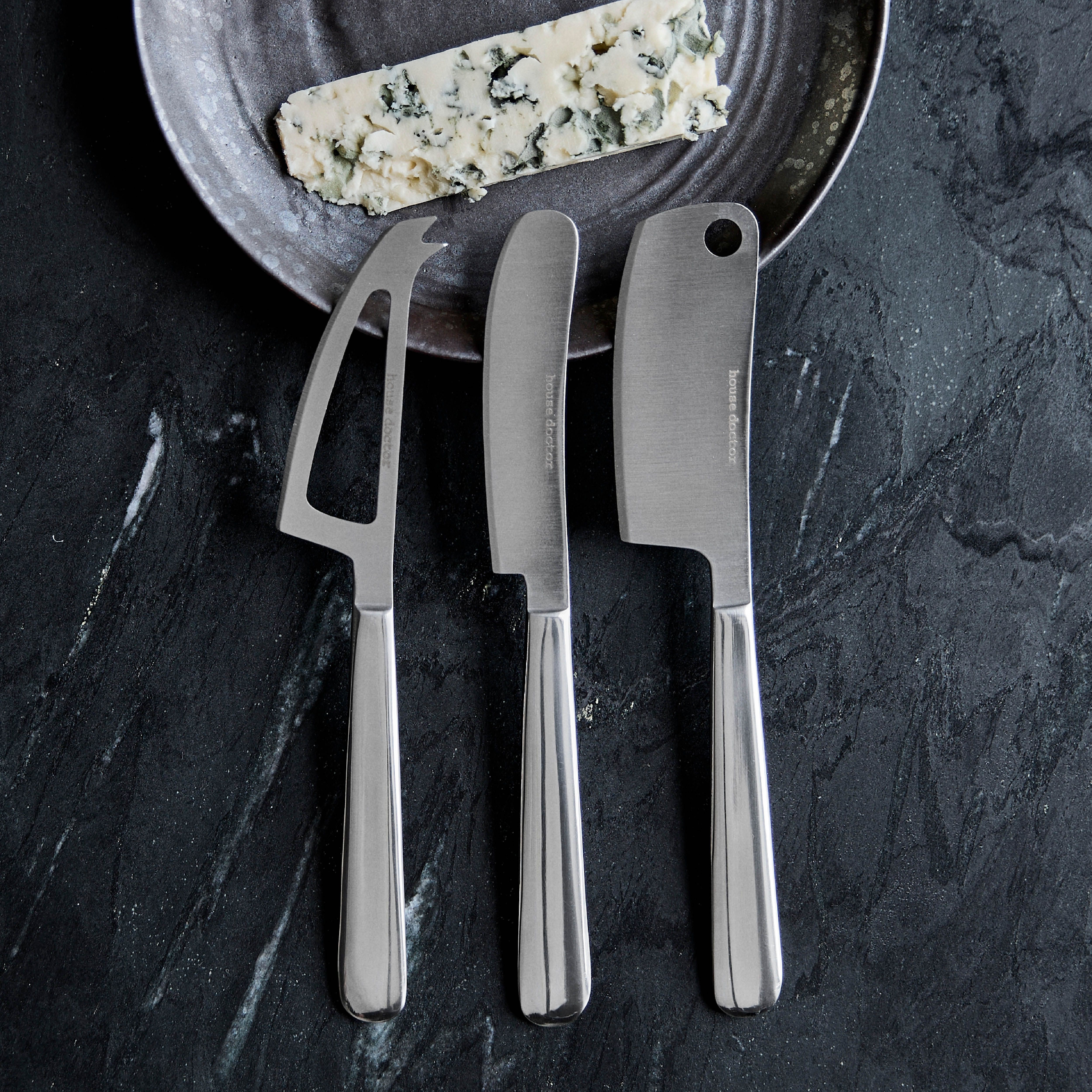 House Doctor Cheese ostknivset 3 delar silverfinish