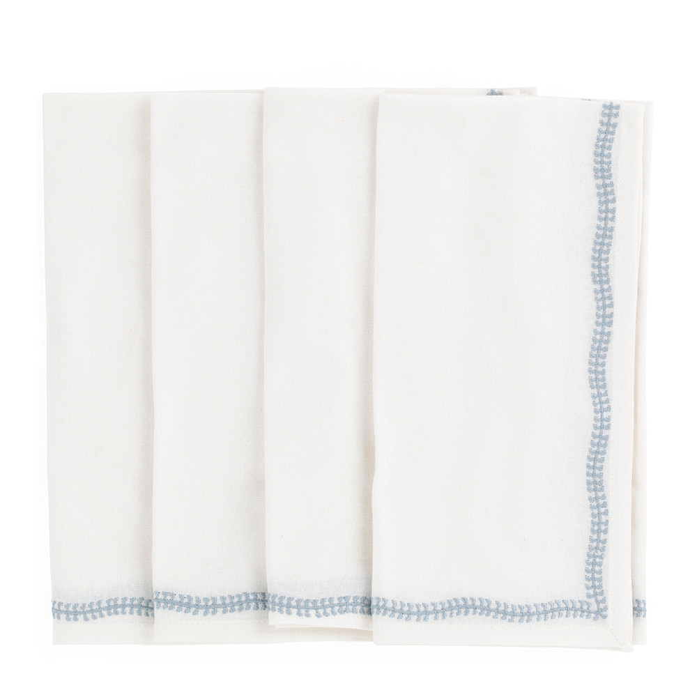 Chamois - White Embroidery Lautasliina 50x50 cm 4 kpl Dusty Blue