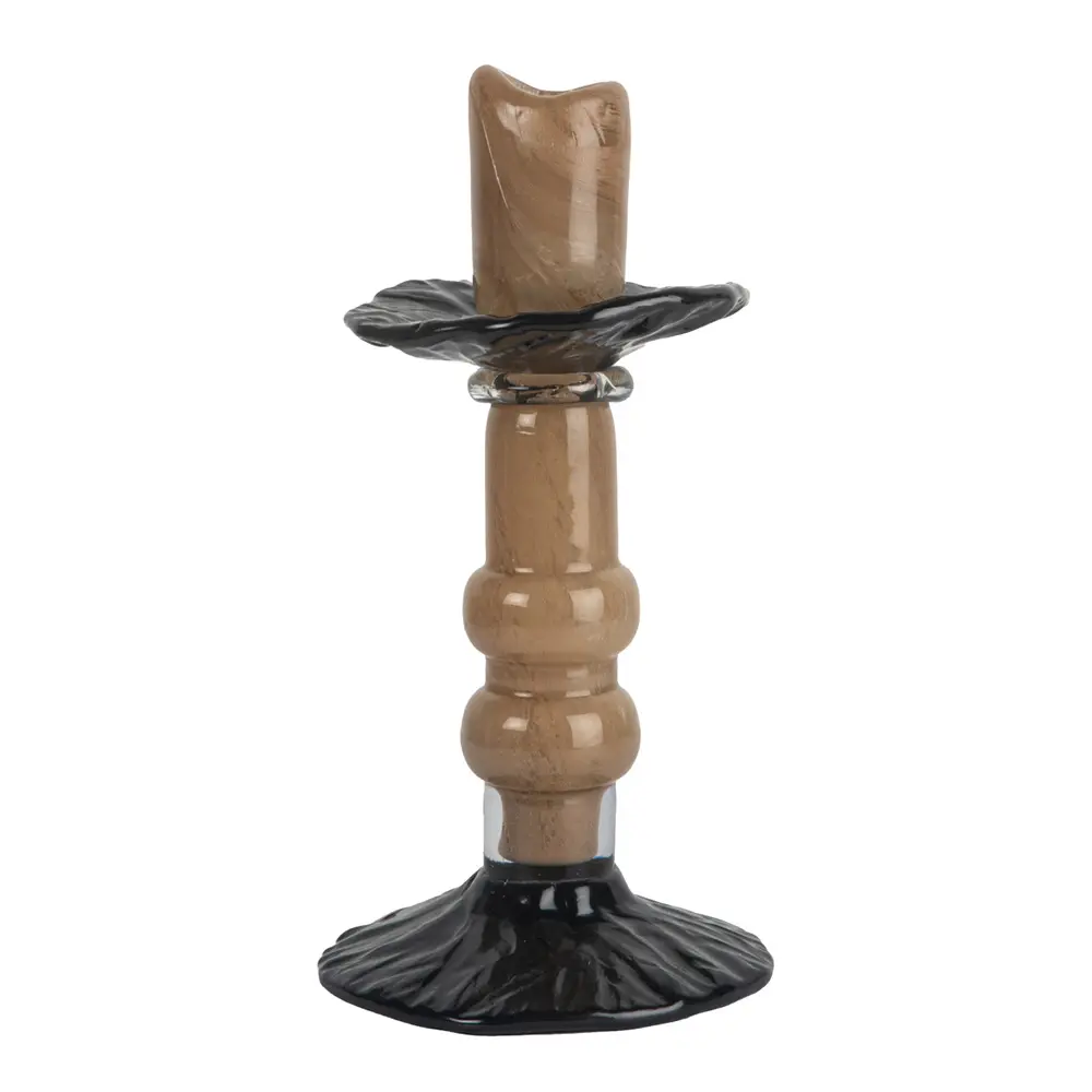 Lara lysestake 22 cm beige/svart