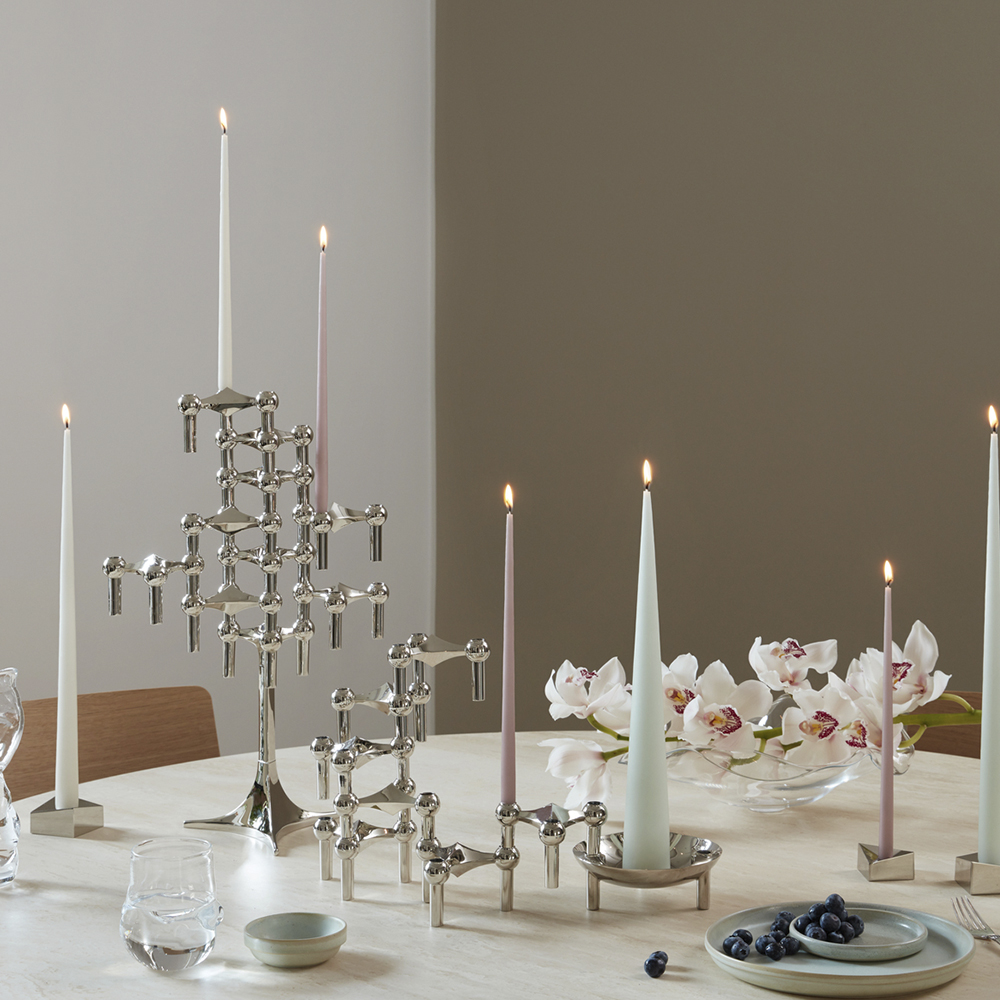 Stoff Nagel Kronelys 29 cm 6 stk latte