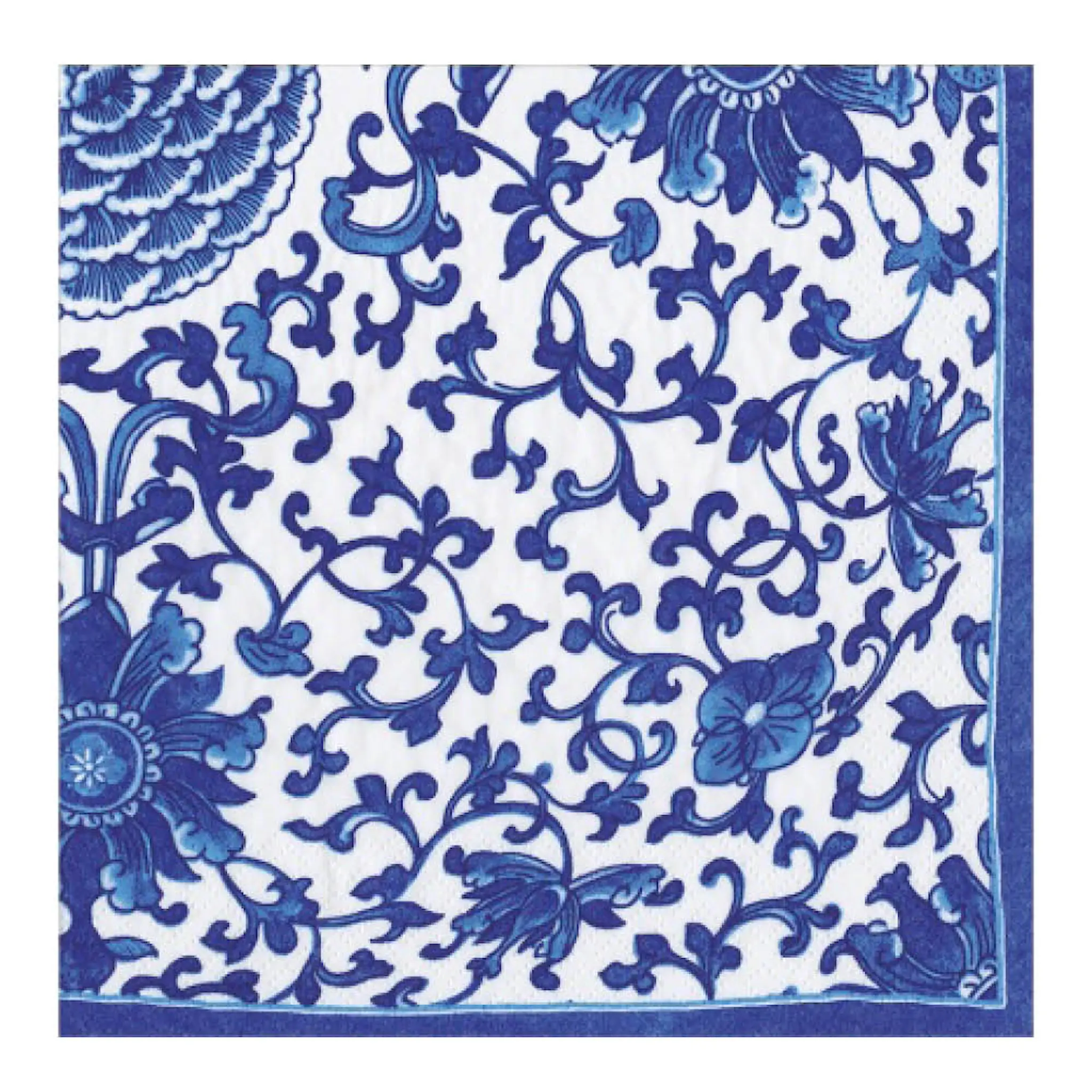 Caspari Indigo Garden servett 33x33 cm 20-pack blå/vit