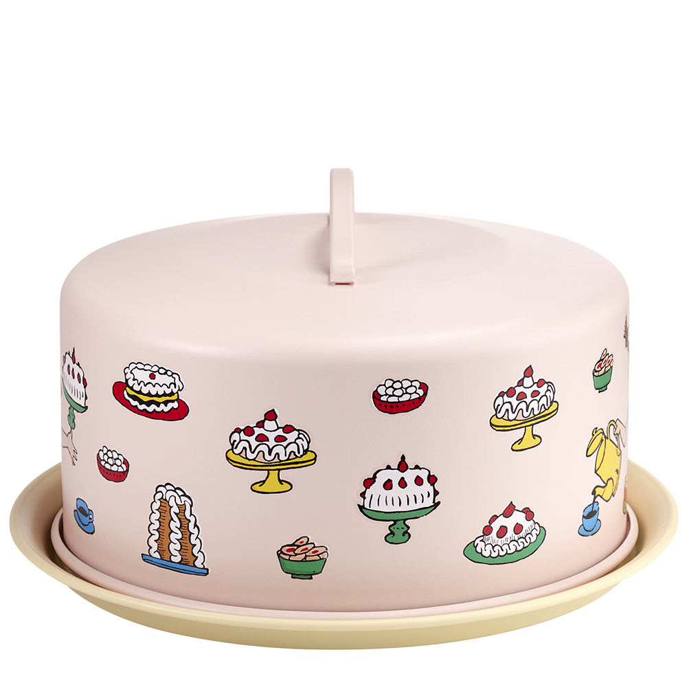 Muurla Pippi tårtfat med lock 28,5x12 cm födelsedag rosa