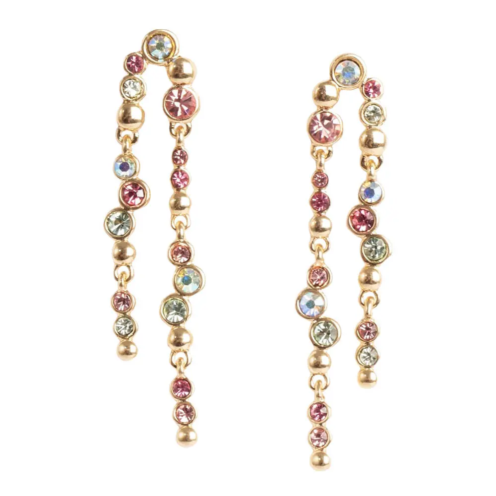 Sweet Droplets øredobber i to rader 50 mm gull/multi