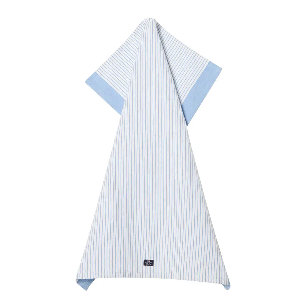 Kjøkkenhåndkle lin/bomull 50x70 cm blå/hvit stripete