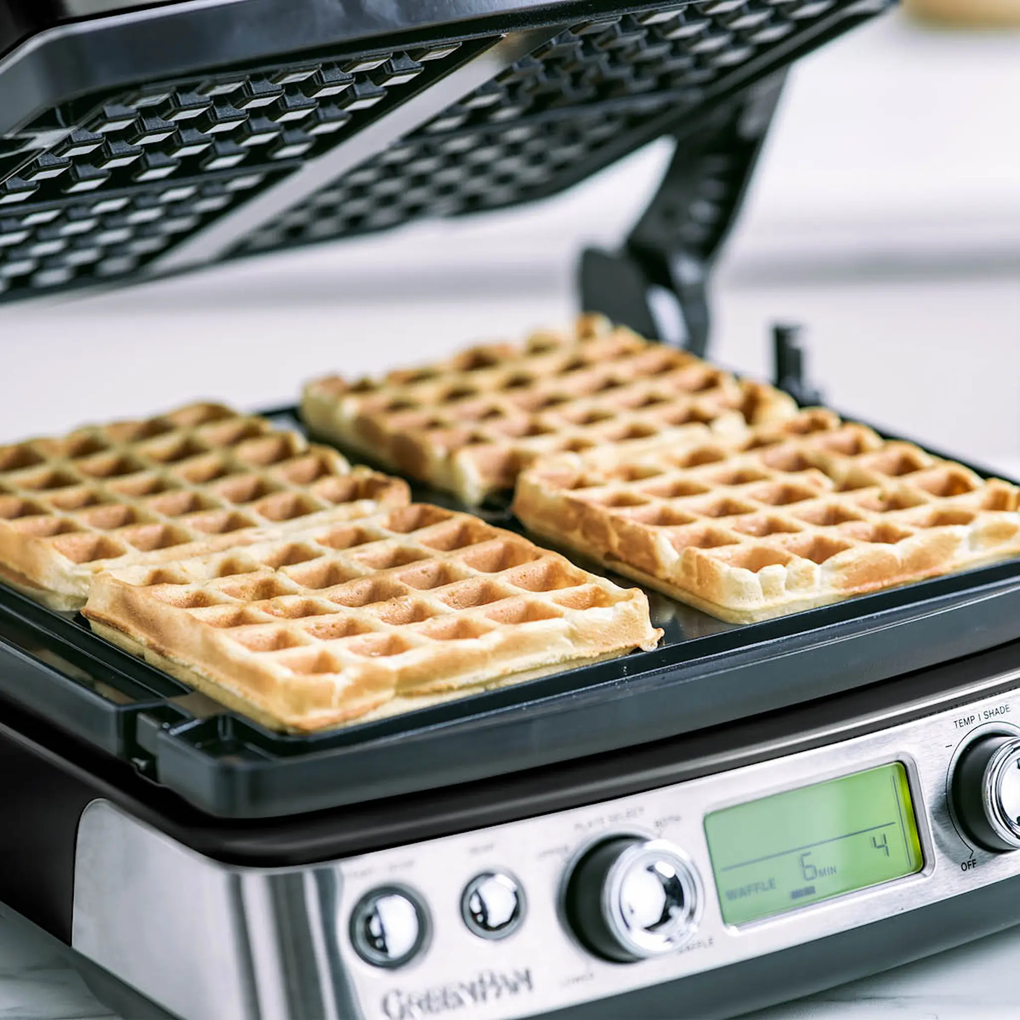 GreenPan Elite kontaktgrill med vaffelplate blank svart