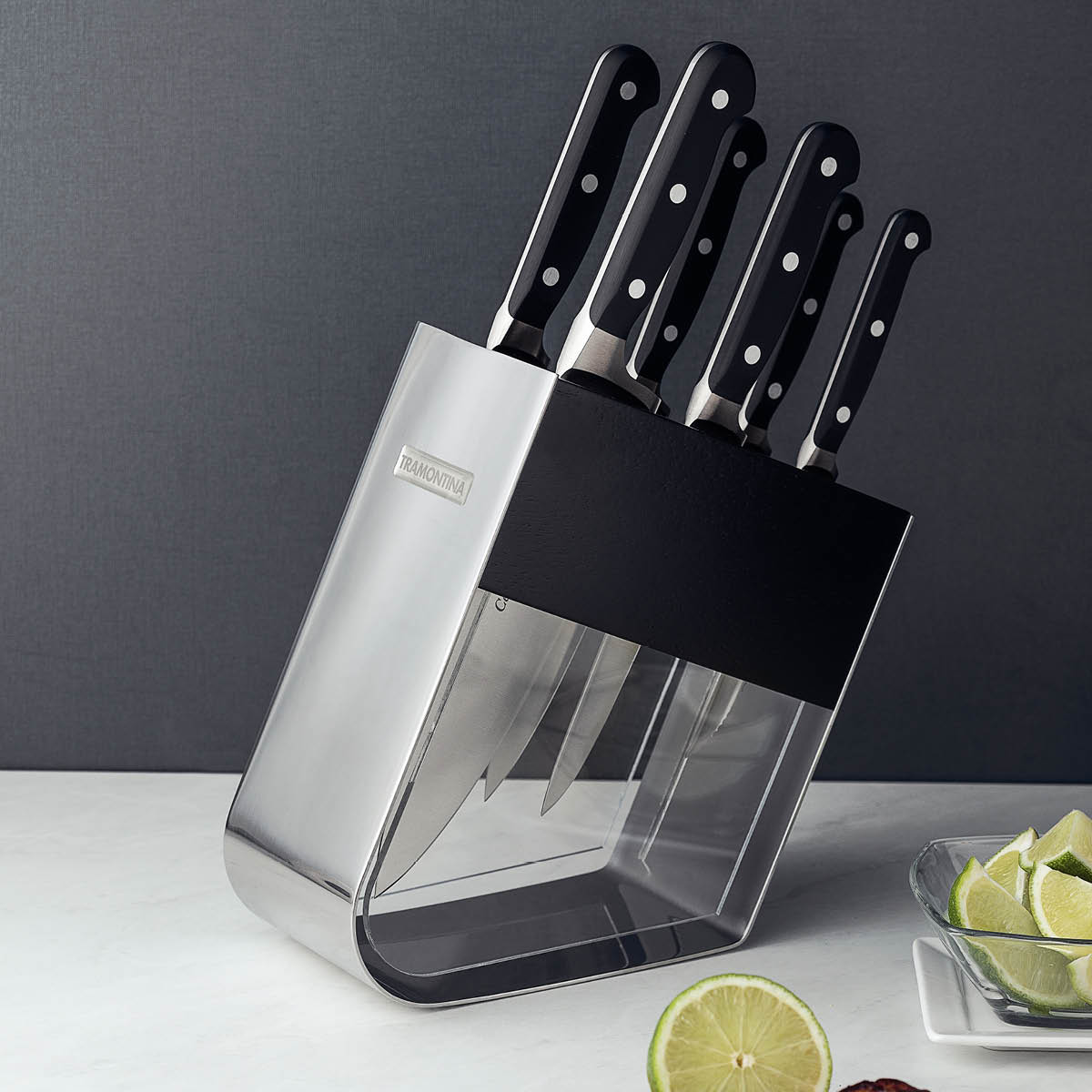 Tramontina Century knivblock med knivar 7 delar svart