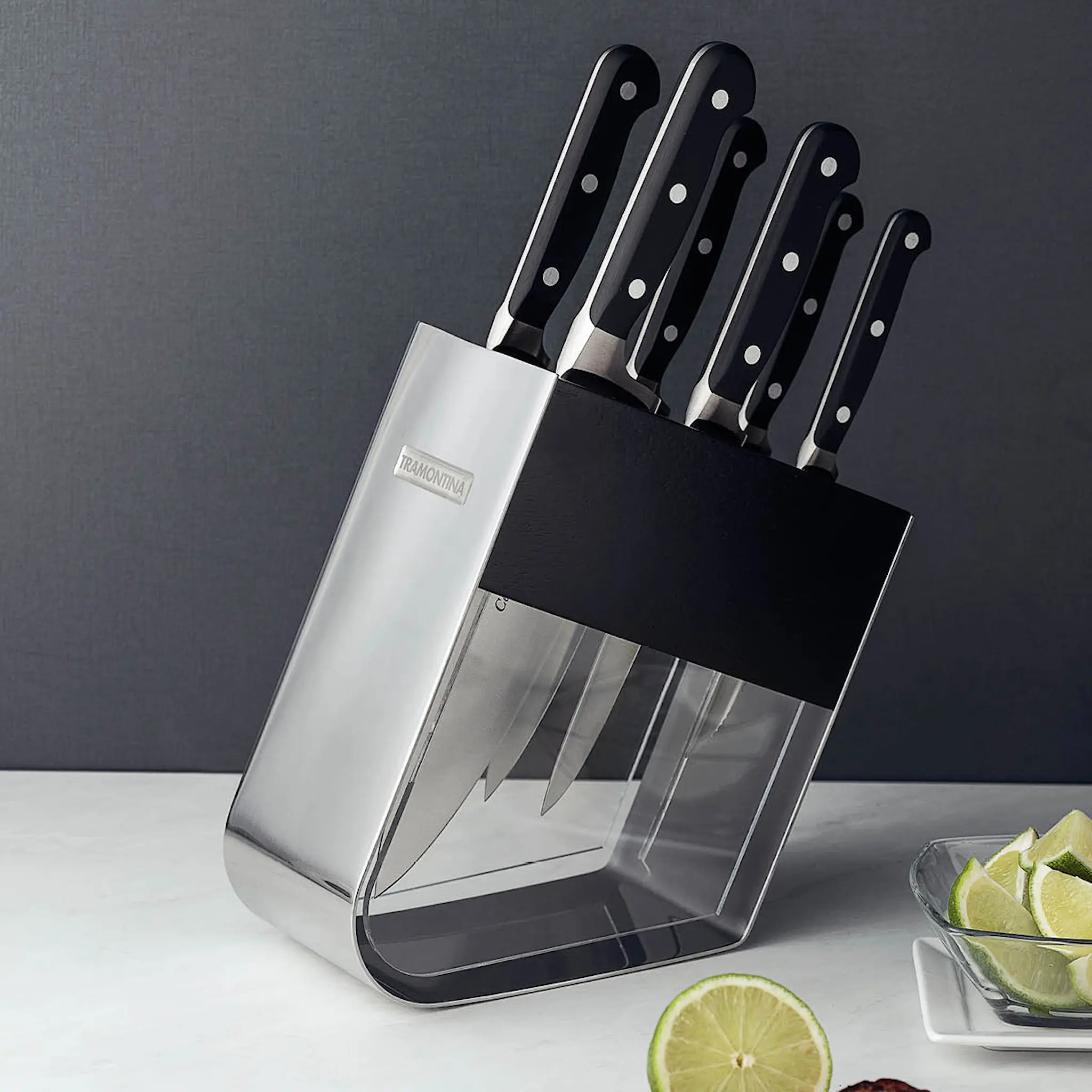 Tramontina Century Veitsitukki 6 veitsillä Musta