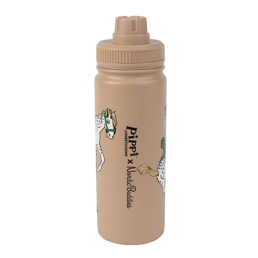 Nordicbuddies Pippi termoflaske 0,55L Pippi hest beige