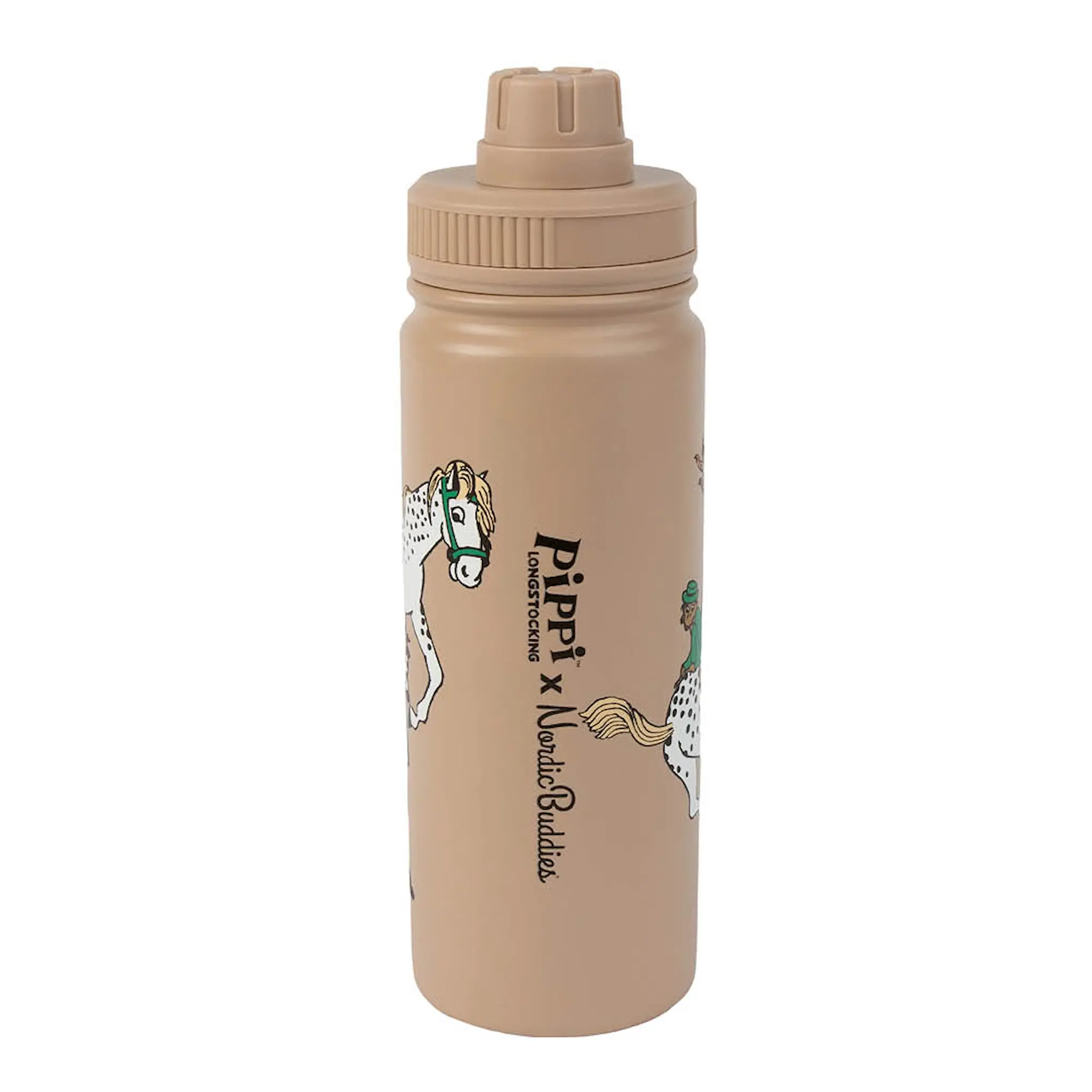 Nordicbuddies Pippi termosflaska 0,55 L Pippi häst beige