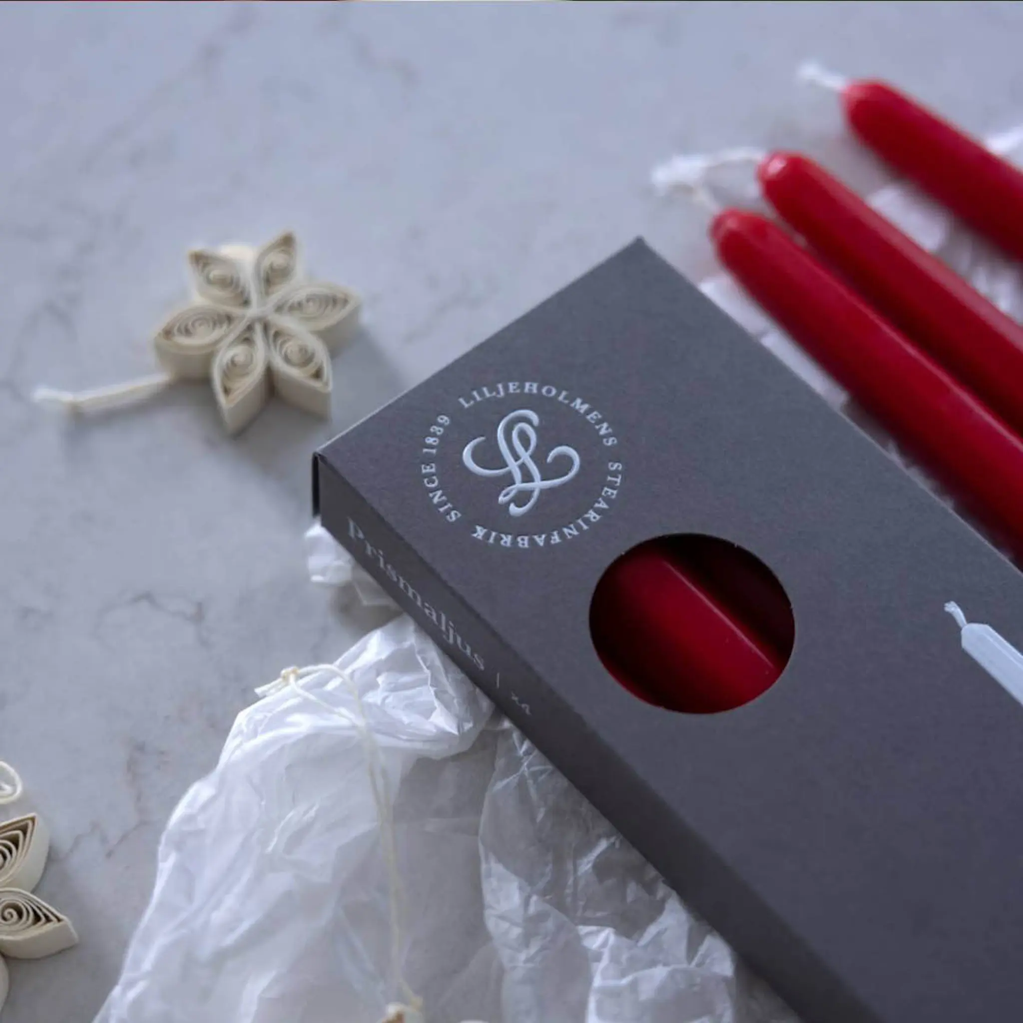 Liljeholmens Prisma stearinlys 4 stk rød