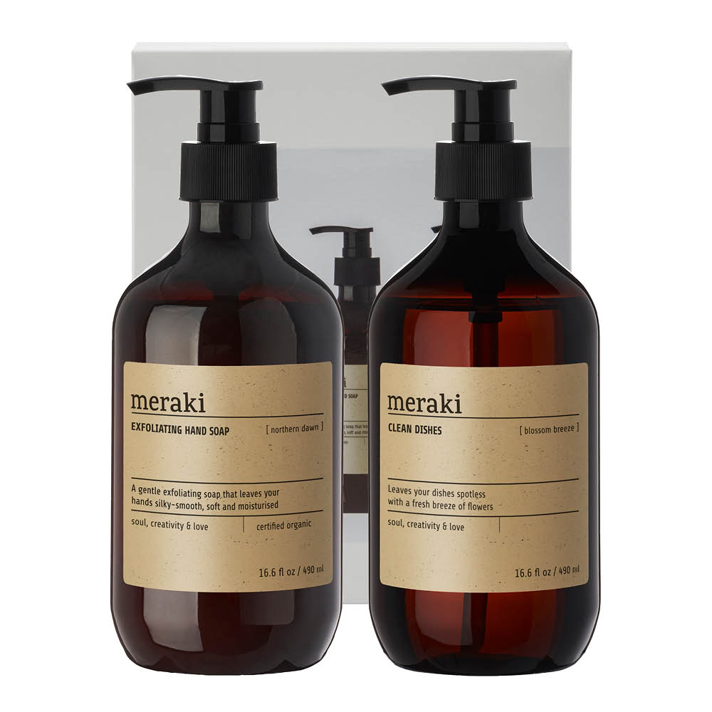 Meraki Presentask Kitchen Essentials diskmedel & handtvål 490 ml blossom breeze/ northern dawn