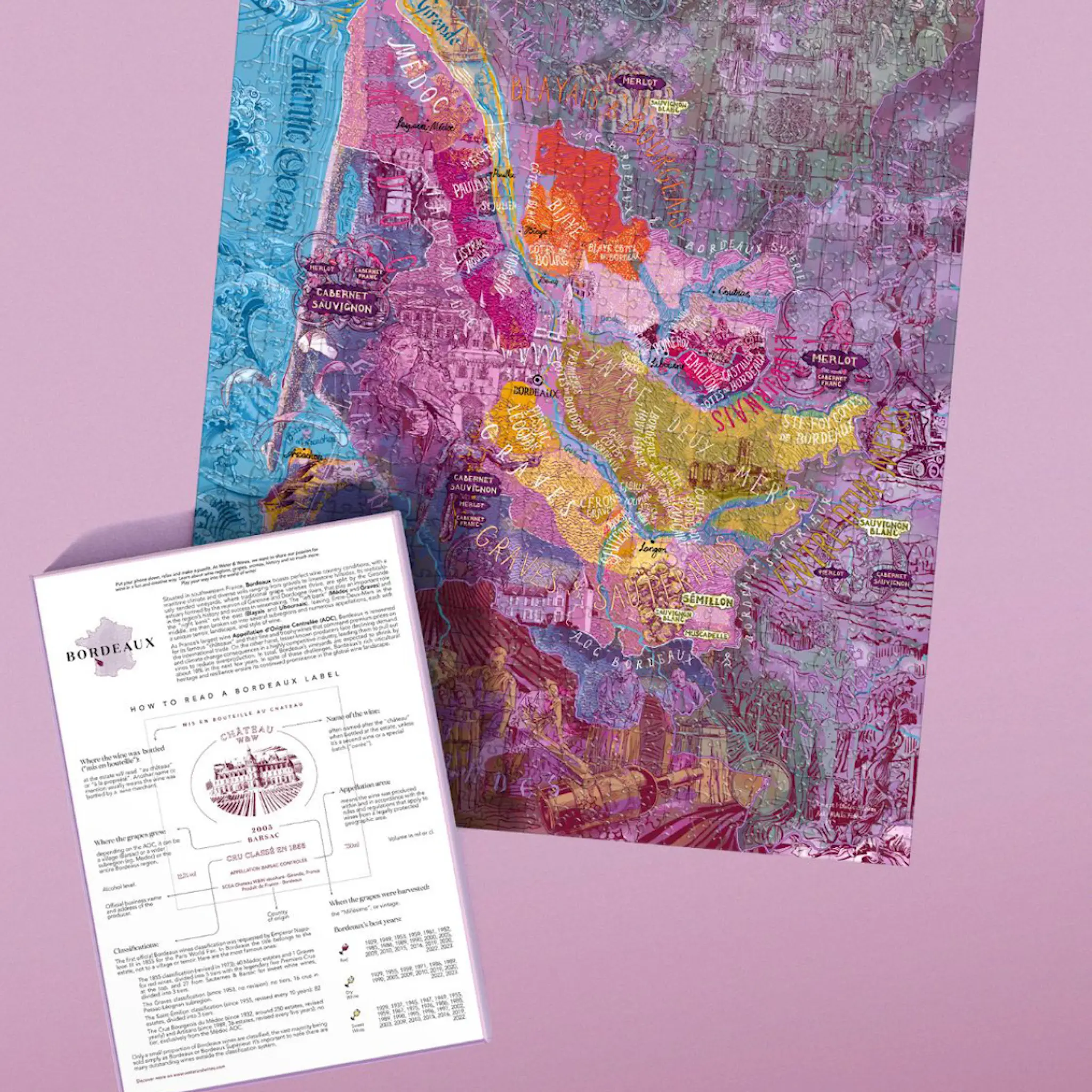 Water and Wines Vinpussel Bordeaux 1000 bitar rosa