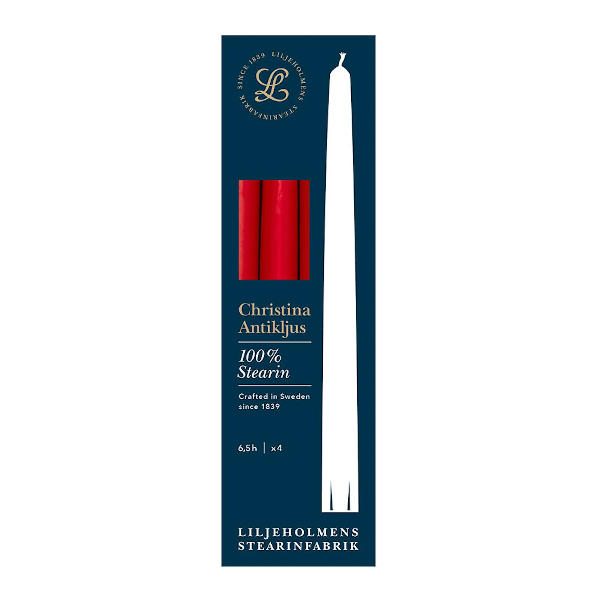 Liljeholmens Christina antikljus 26 cm 4-pack vinröd