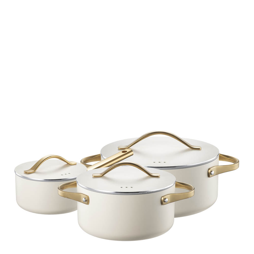 Modern House Ono grytset 3 delar 1,5/3/4,4 L cream/guld