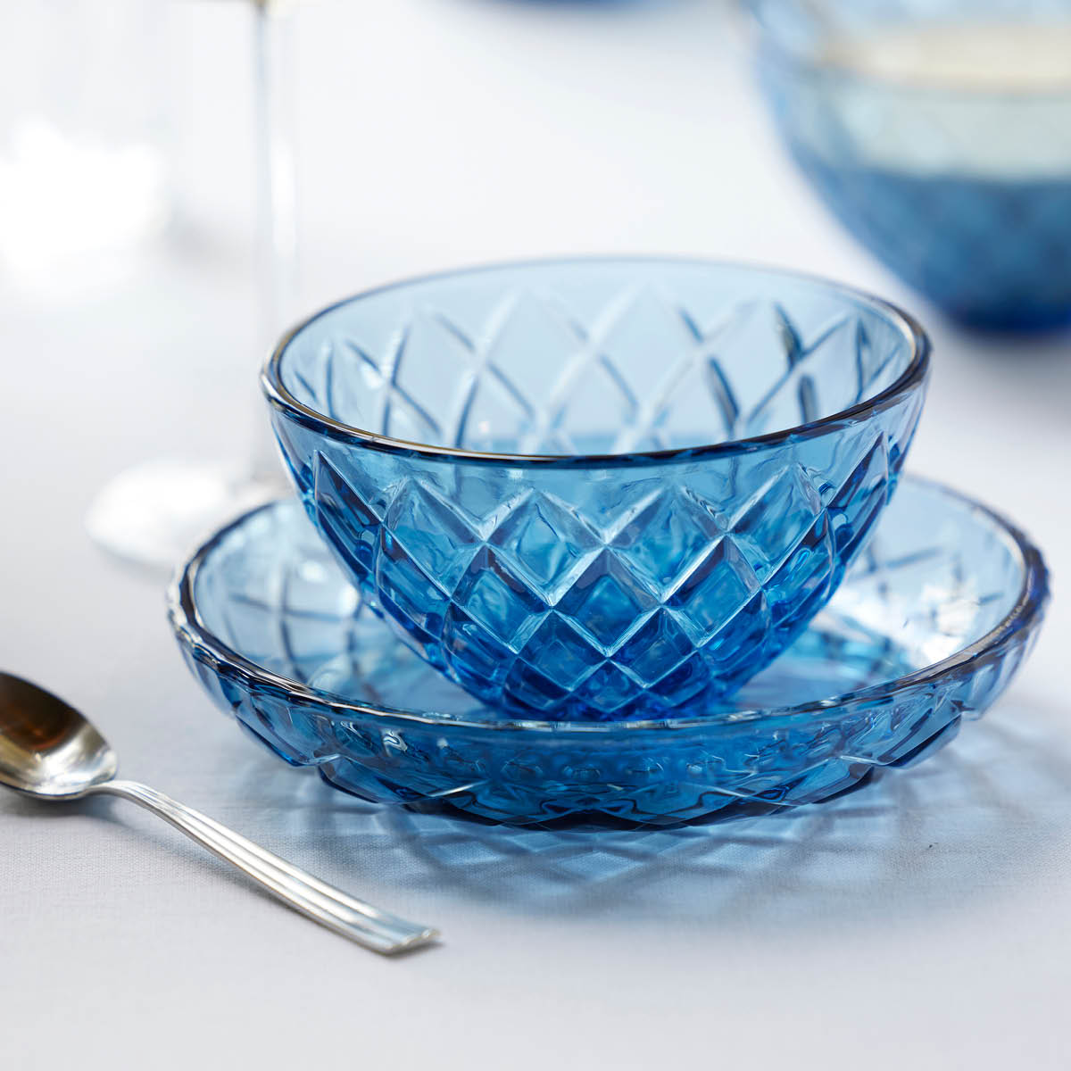 Lyngby Glas Sorrento skål 12 cm 4 stk blå