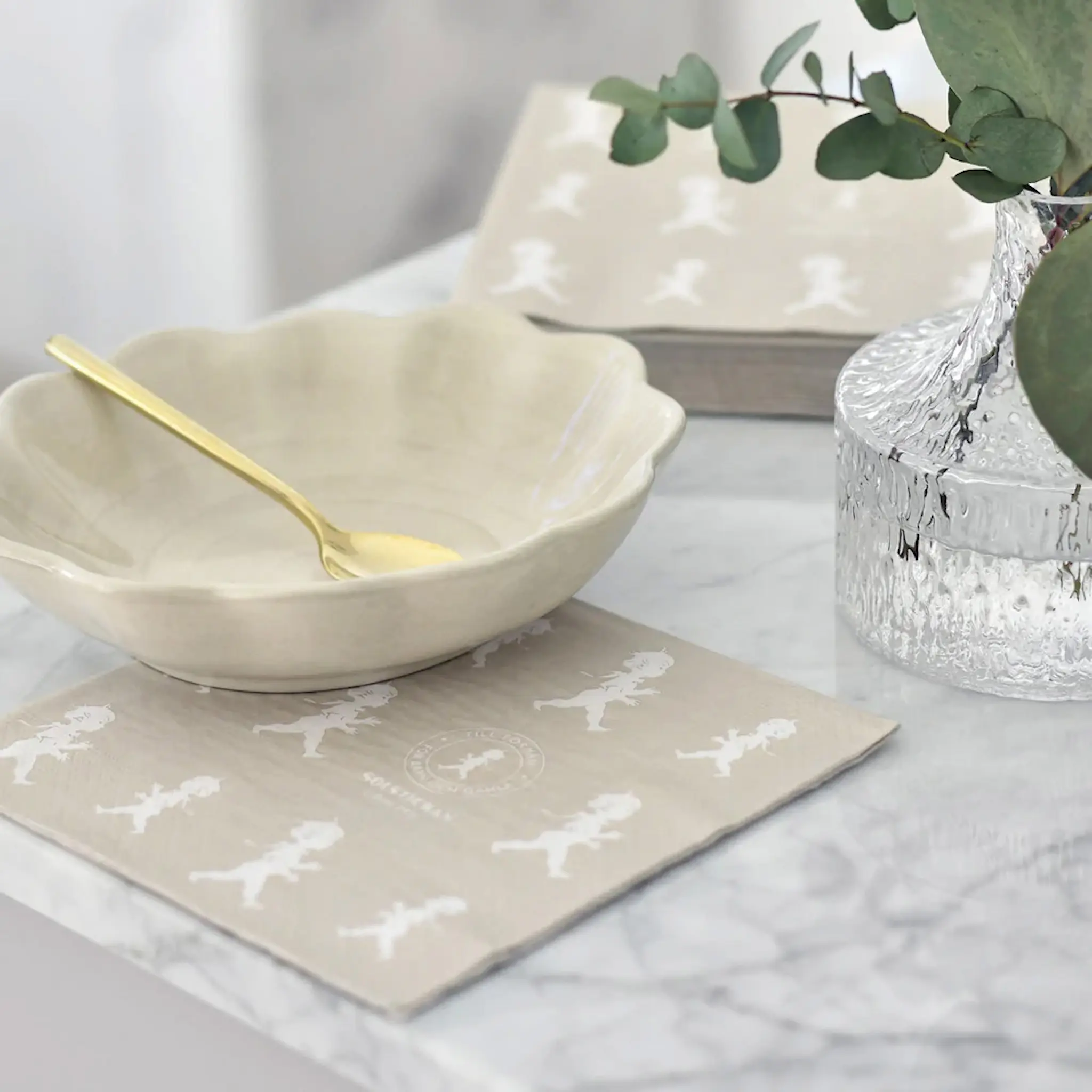 SOLSTICKAN Servetti Solstickan 33x33 cm 20 kpl Beige/Valkoinen