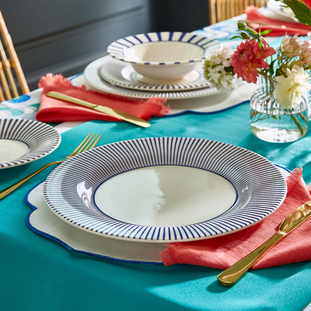 Spode Steccato tallerken 28 cm koboltblå