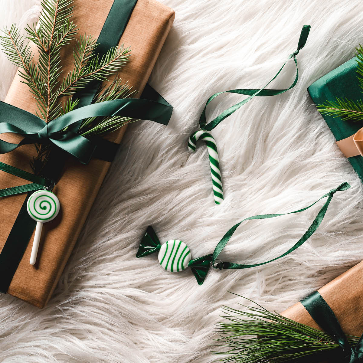 Muurla Julpynt godis 3-pack grön