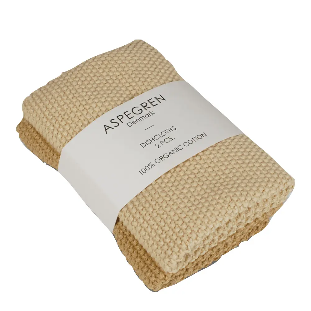 Solid Neulottu tiskirätti 26x26 cm 2 kpl Golden Straw