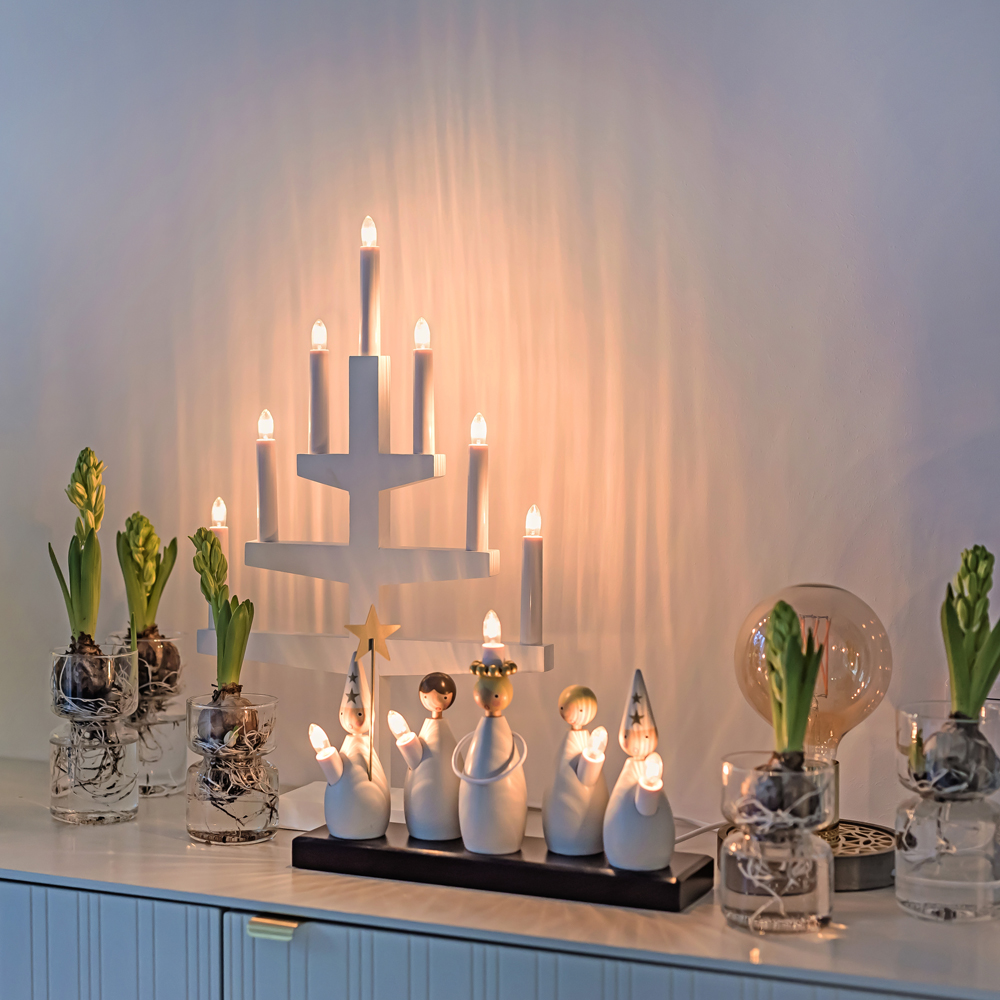 Star Trading Trapp Sähkökynttelikkö 54 cm Valkoinen