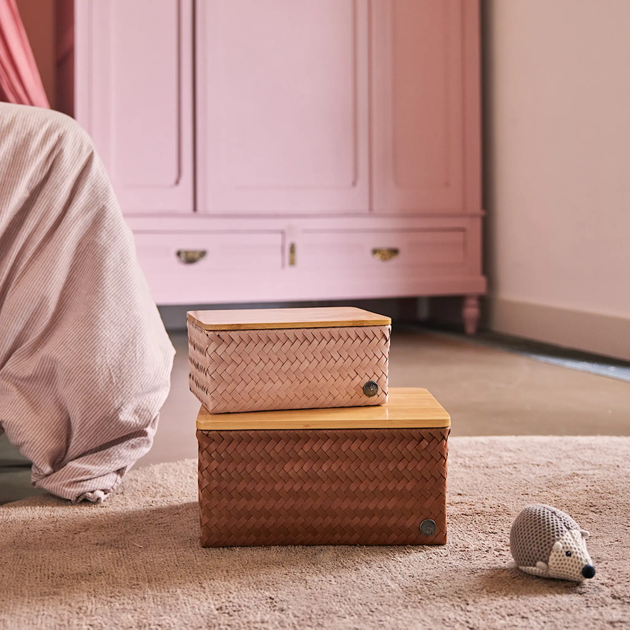 Handed By Top Fit Medium høy oppbevaringskurv m/lokk 24x18x11 cm copper blush