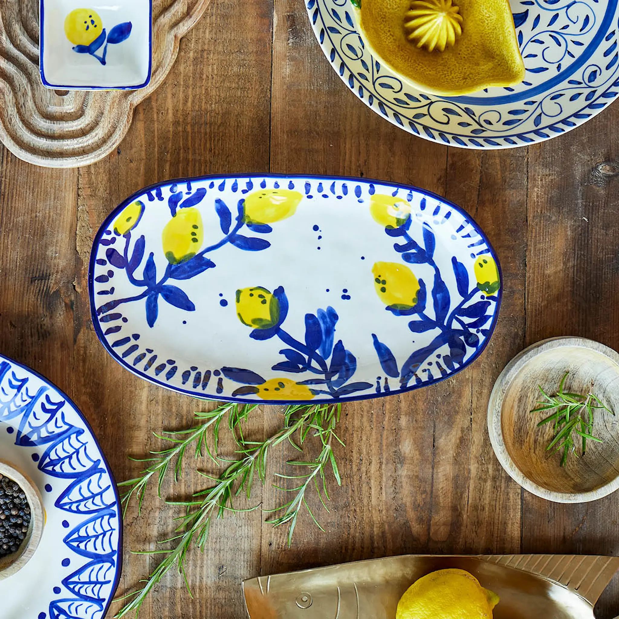 Creative Collection Maxima serveringsfat 29x16,5x4 cm blå