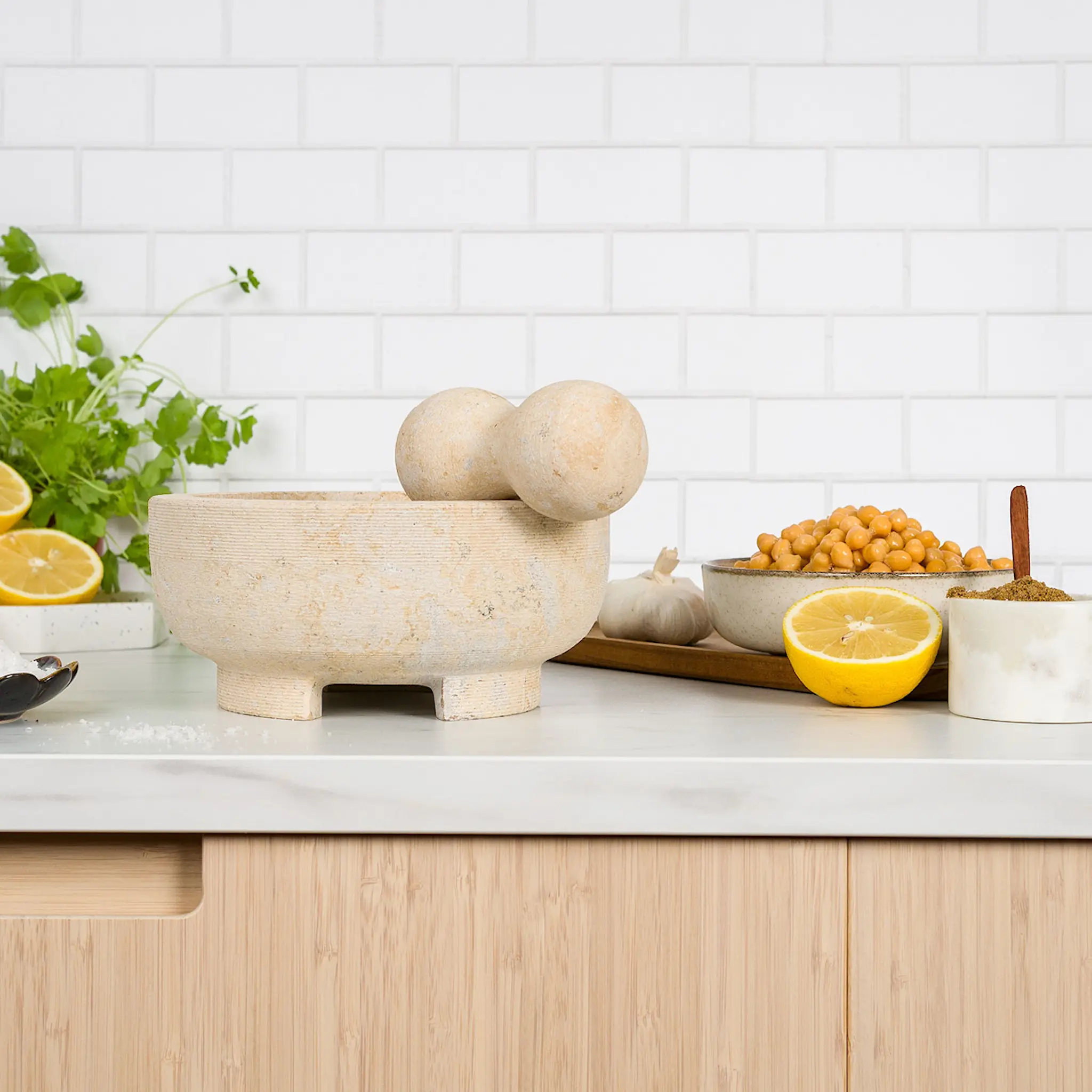 Sabor Mortel 20 cm beige marmor